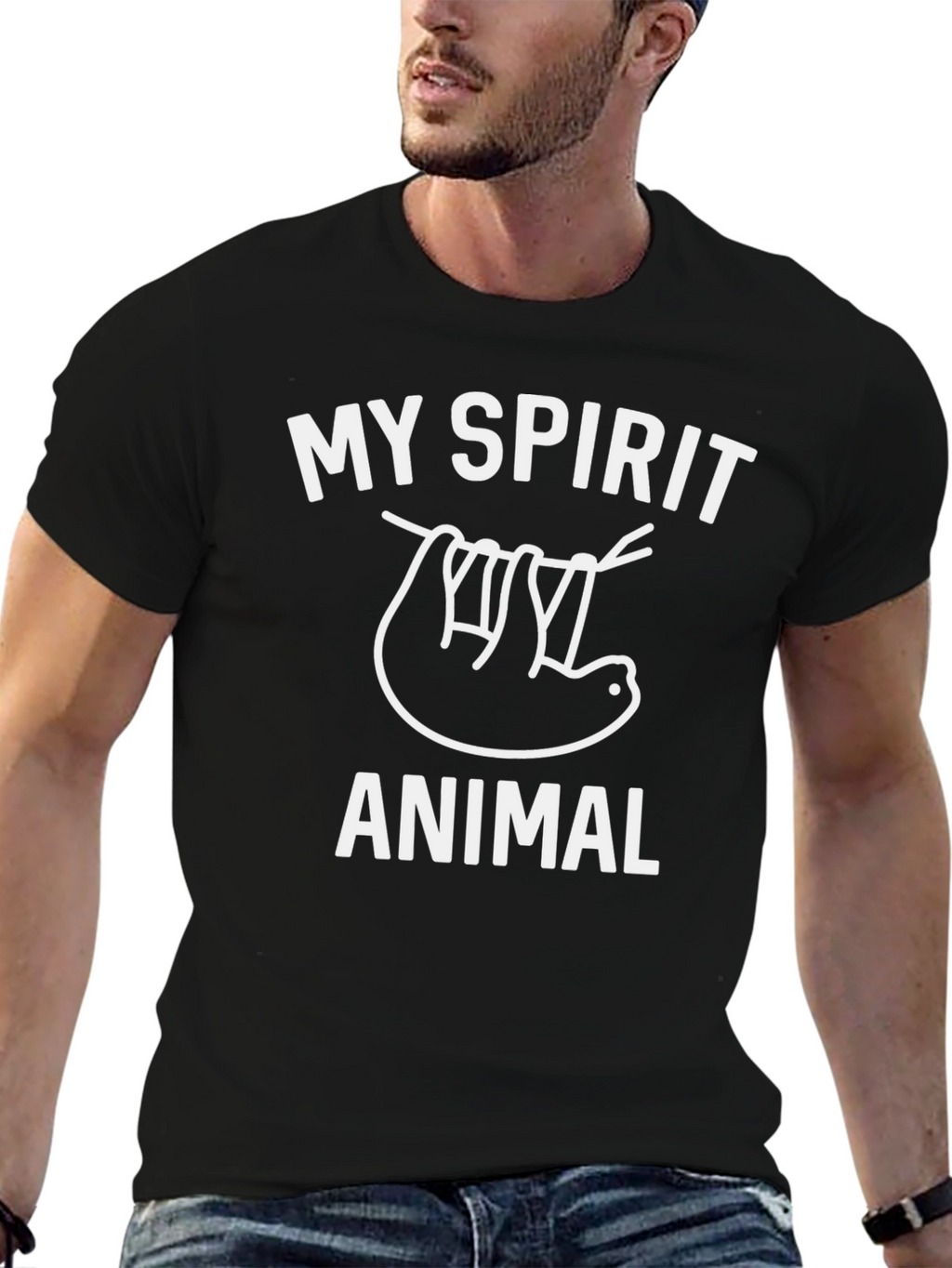 My Spirit Animal Sloth Graphic Tee - Black