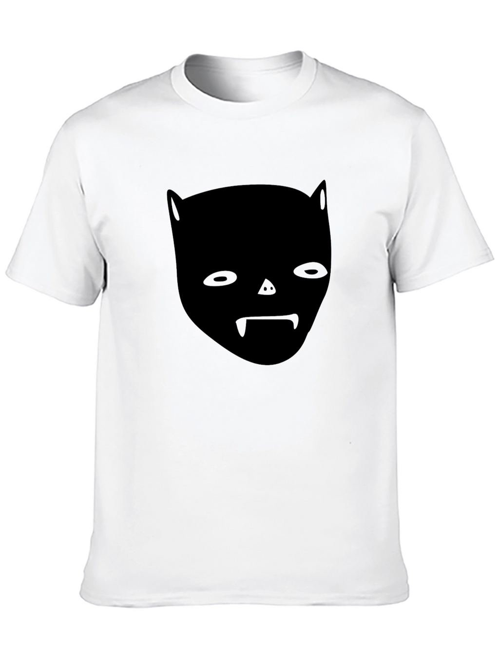 Unique Black Graphic Tee - Bat Face Design
