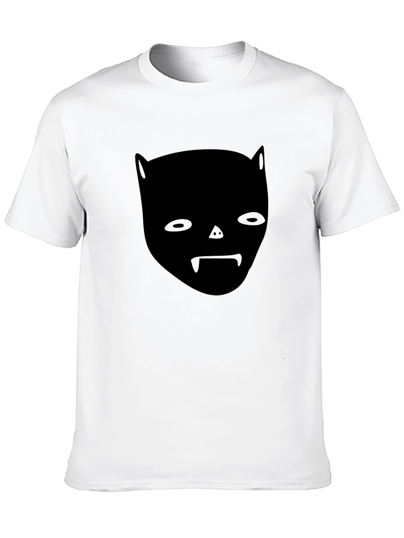 Unique Black Graphic Tee - Bat Face Design