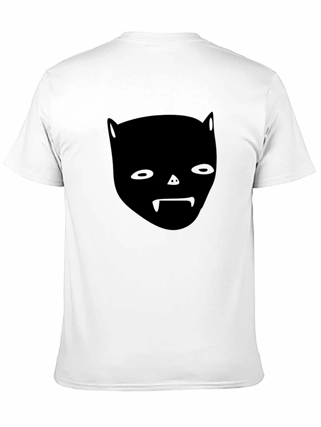 Unique Black Graphic Tee - Bat Face Design