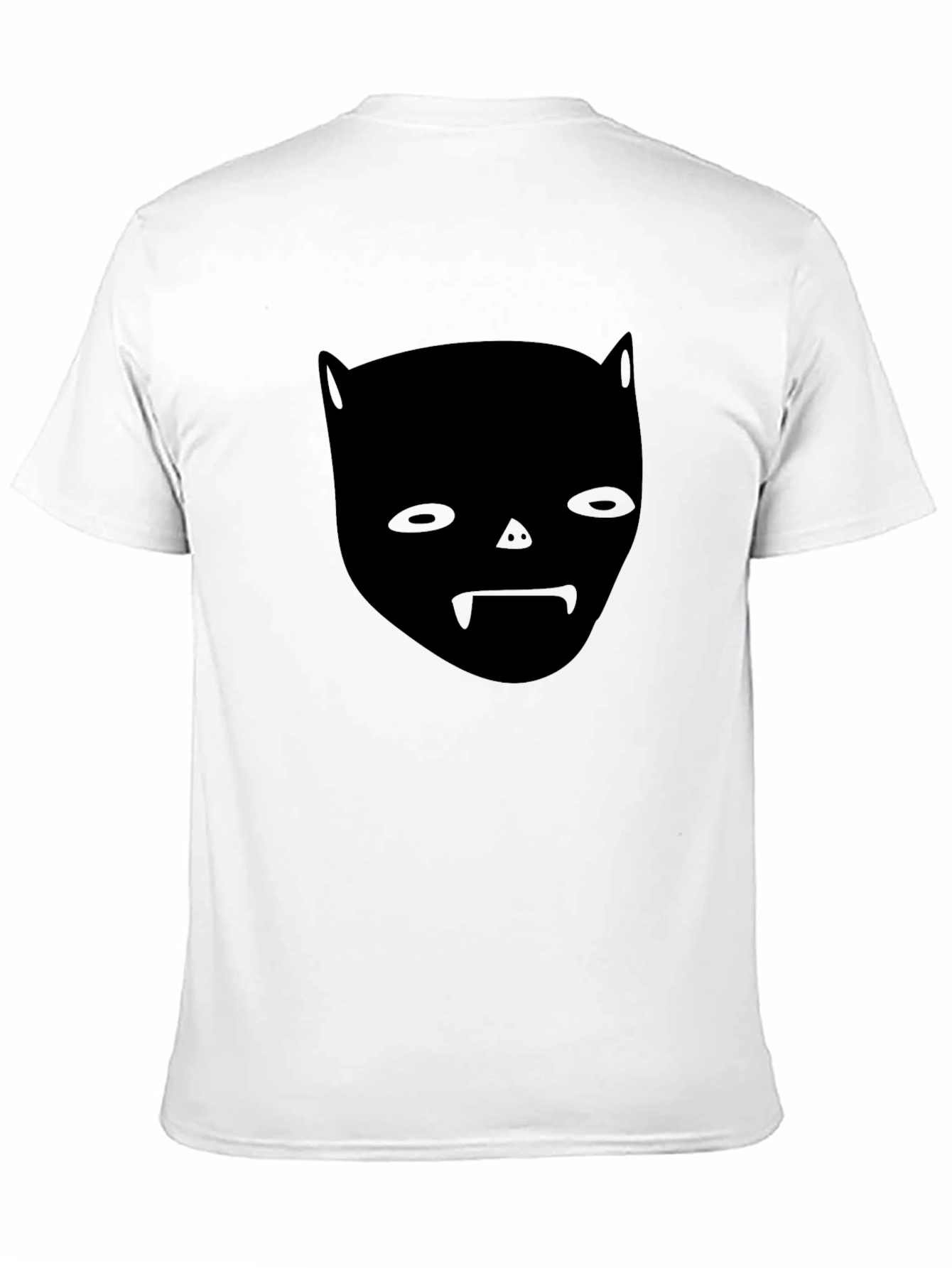 Unique Black Graphic Tee - Bat Face Design
