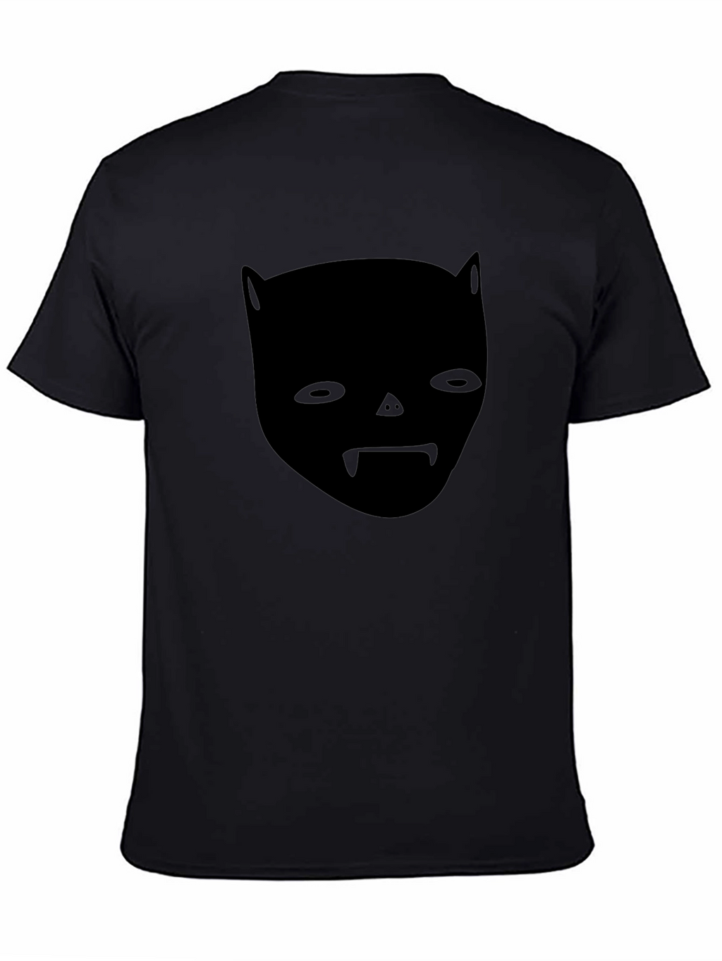 Unique Black Graphic Tee - Bat Face Design
