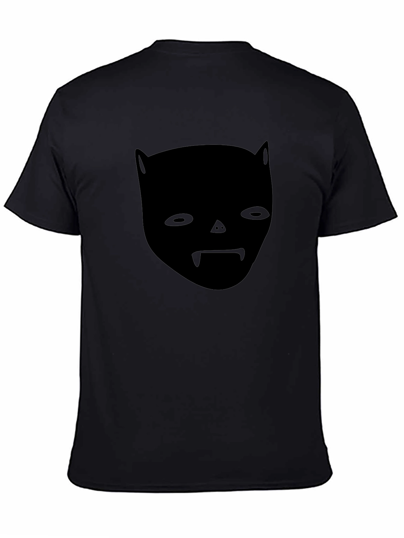 Unique Black Graphic Tee - Bat Face Design