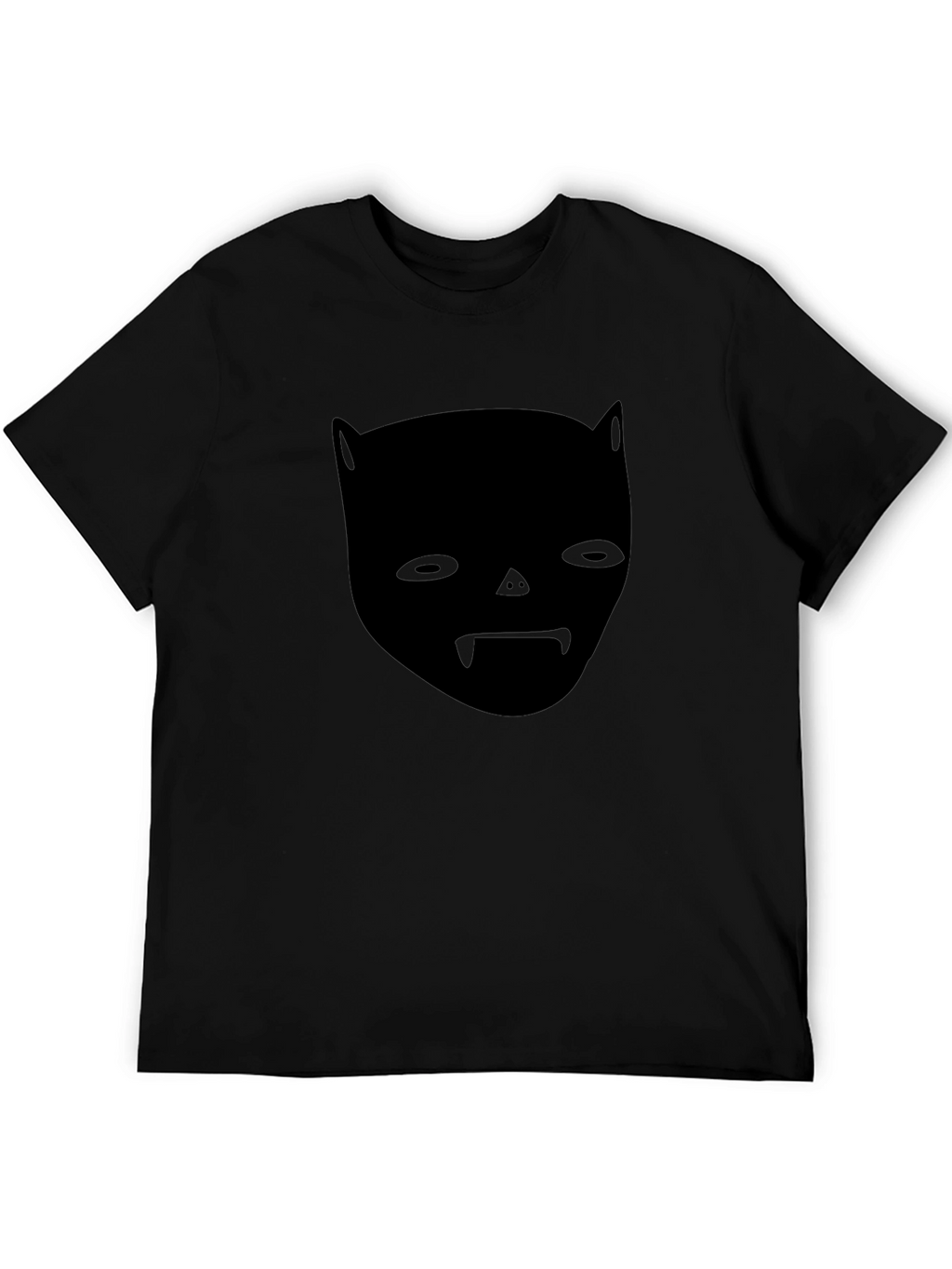 Unique Black Graphic Tee - Bat Face Design