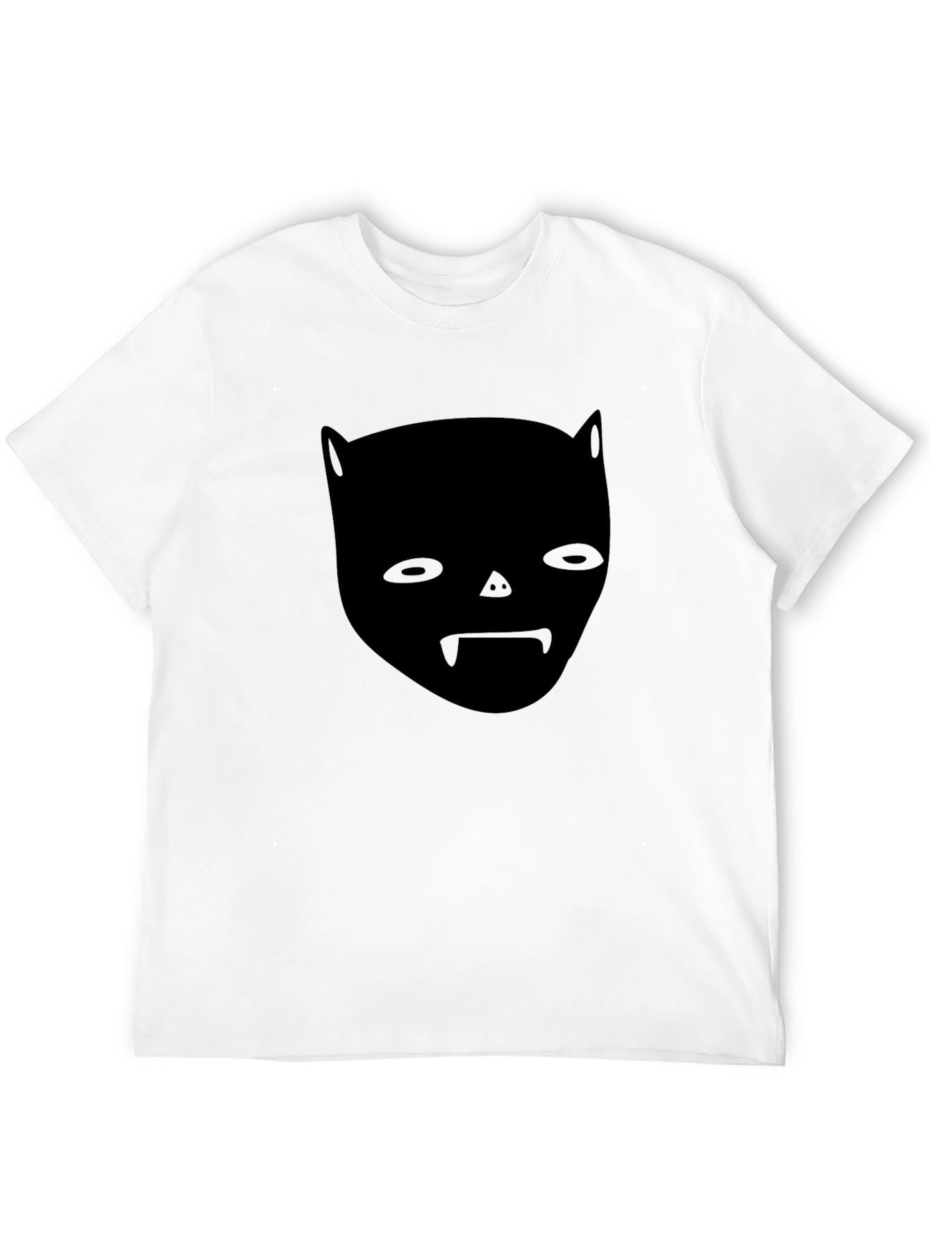 Unique Black Graphic Tee - Bat Face Design