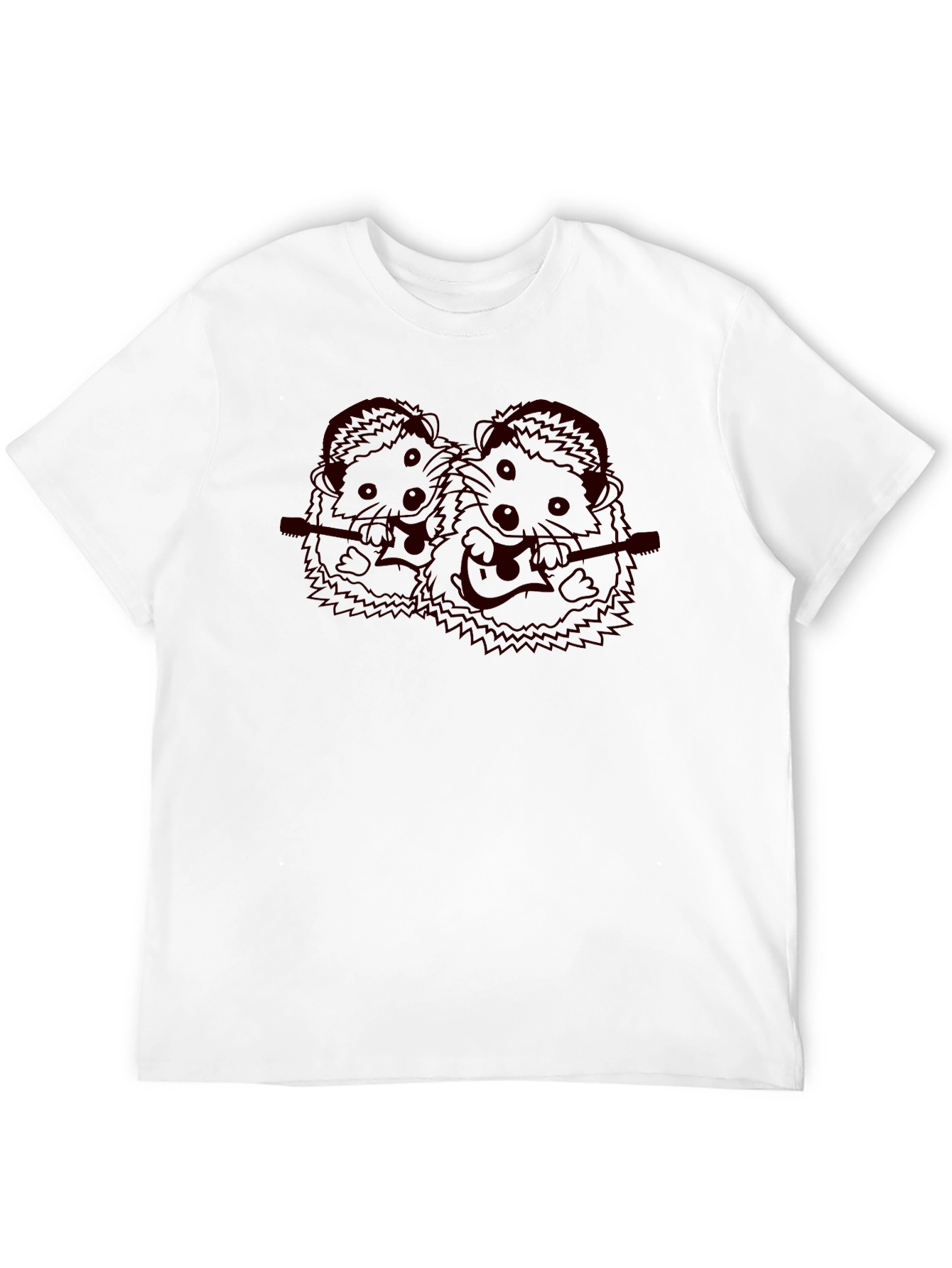 Musician Hedgehog Black T-Shirt