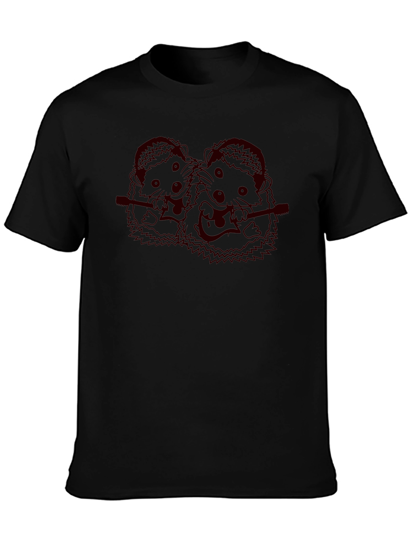 Musician Hedgehog Black T-Shirt