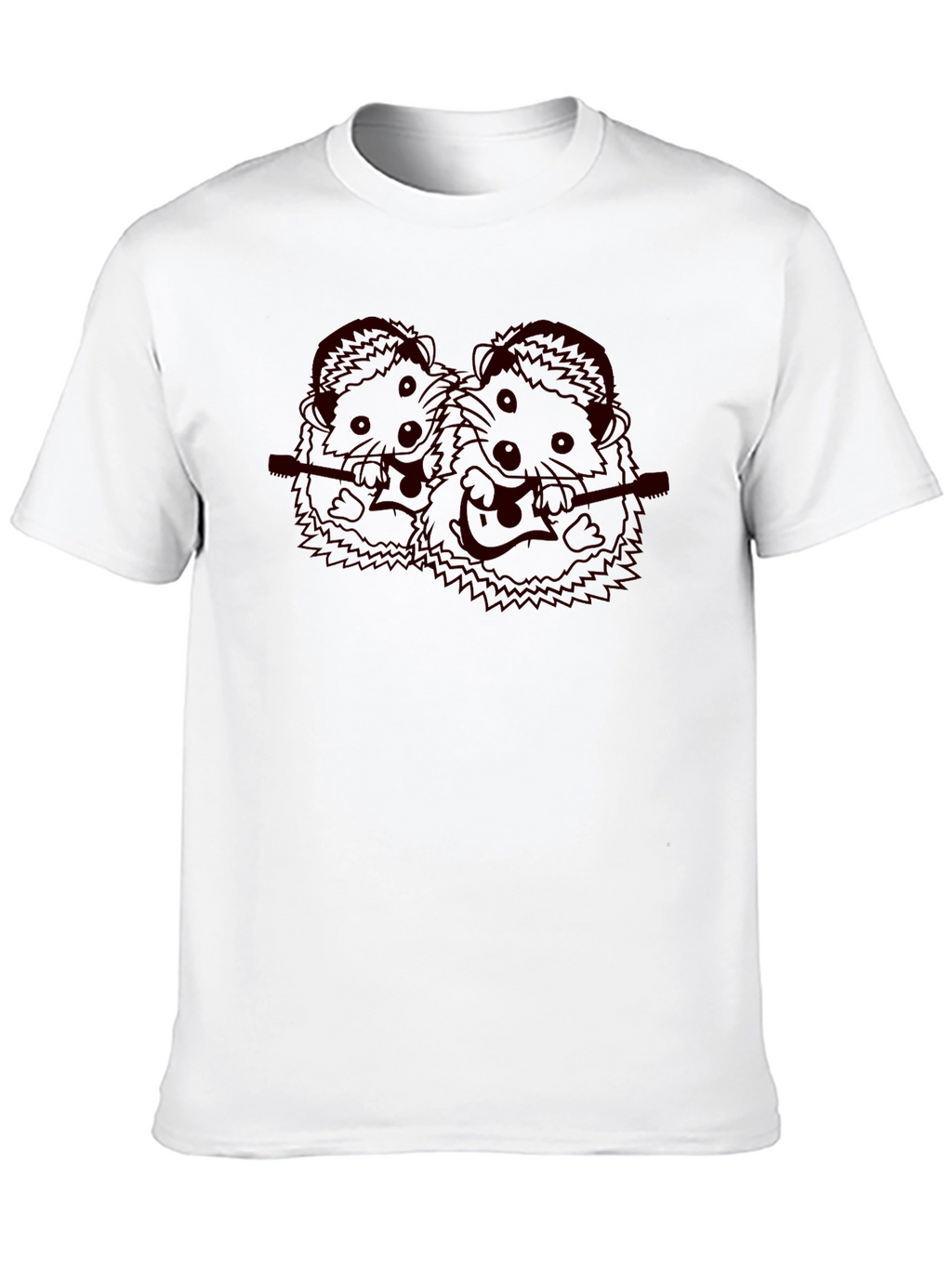 Musician Hedgehog Black T-Shirt
