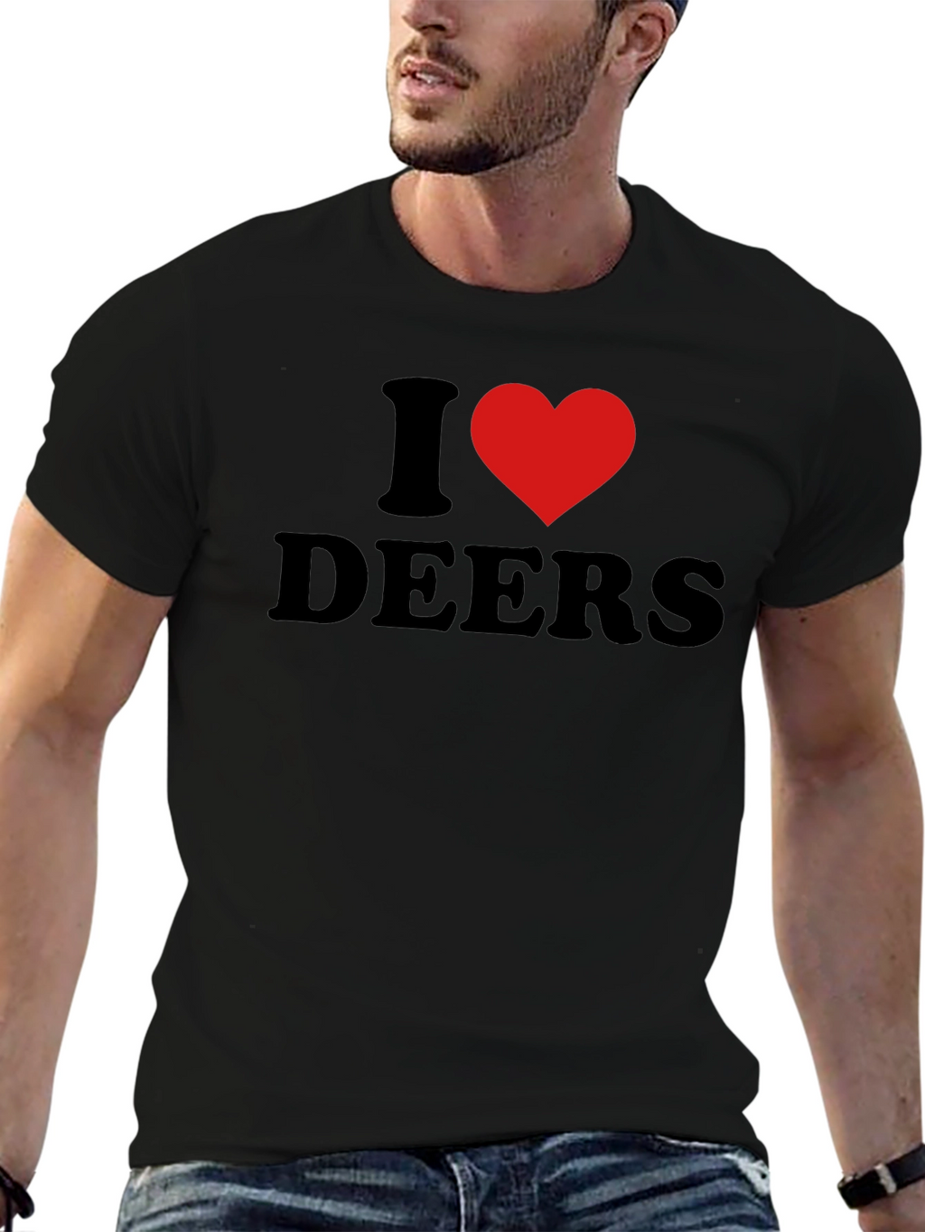 I Love Deers Black T-Shirt
