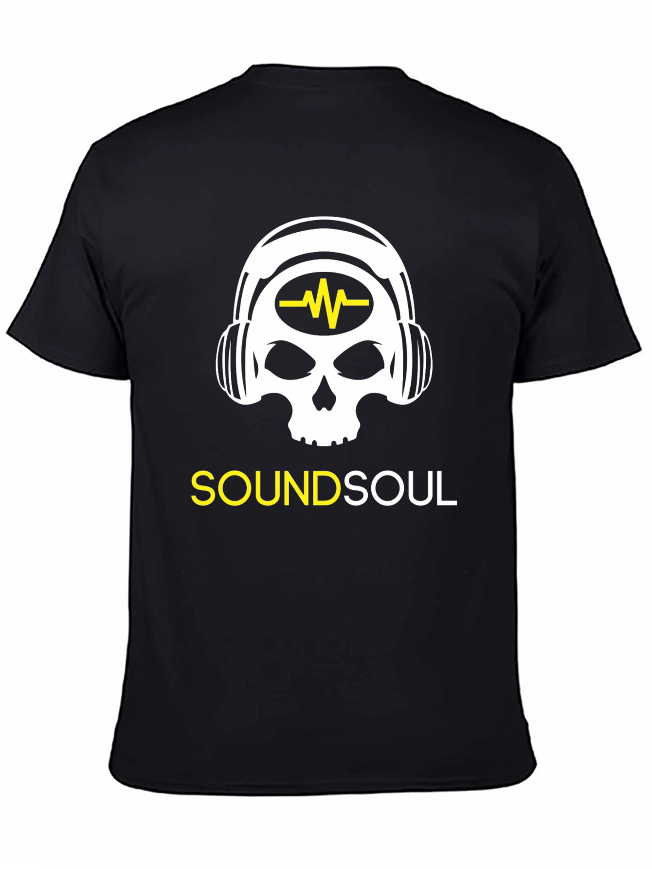 Sound Soul Black T-Shirt - Skull Headphone Design