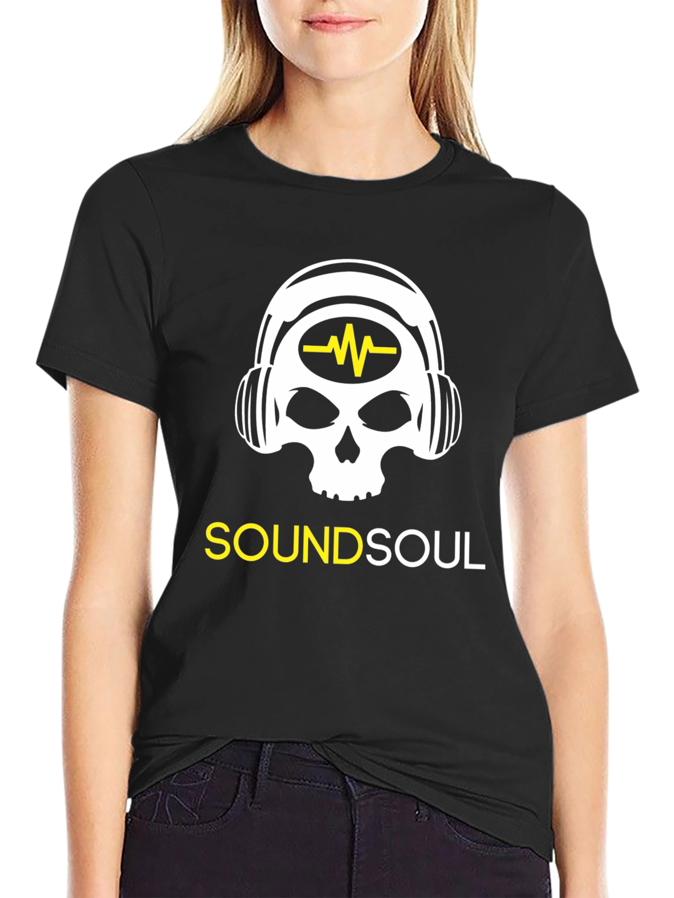 Sound Soul Black T-Shirt - Skull Headphone Design