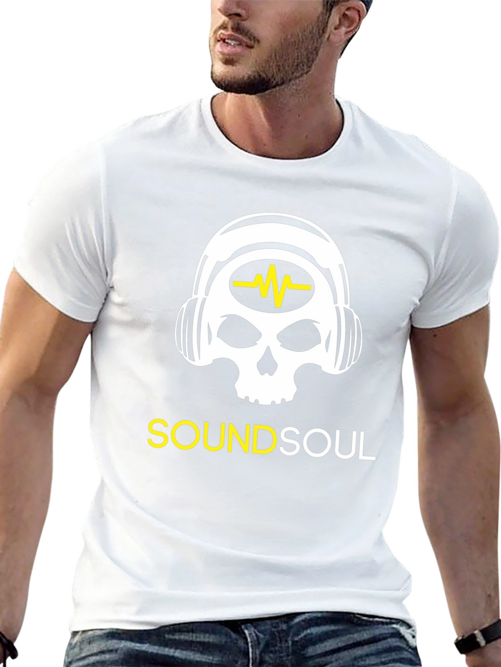 Sound Soul Black T-Shirt - Skull Headphone Design