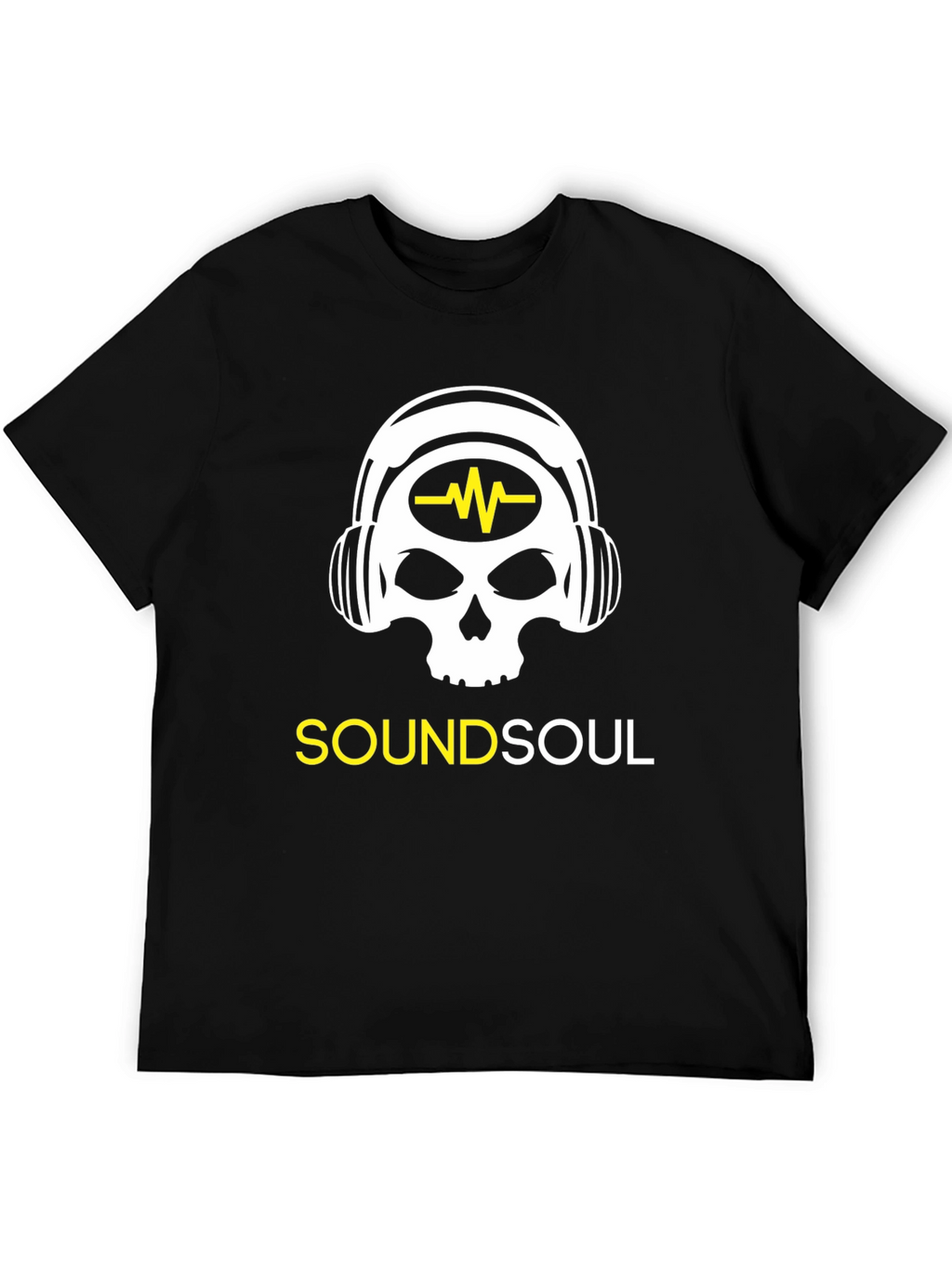 Sound Soul Black T-Shirt - Skull Headphone Design