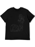 Black Graphic Tee - Fisherman & Fish Design