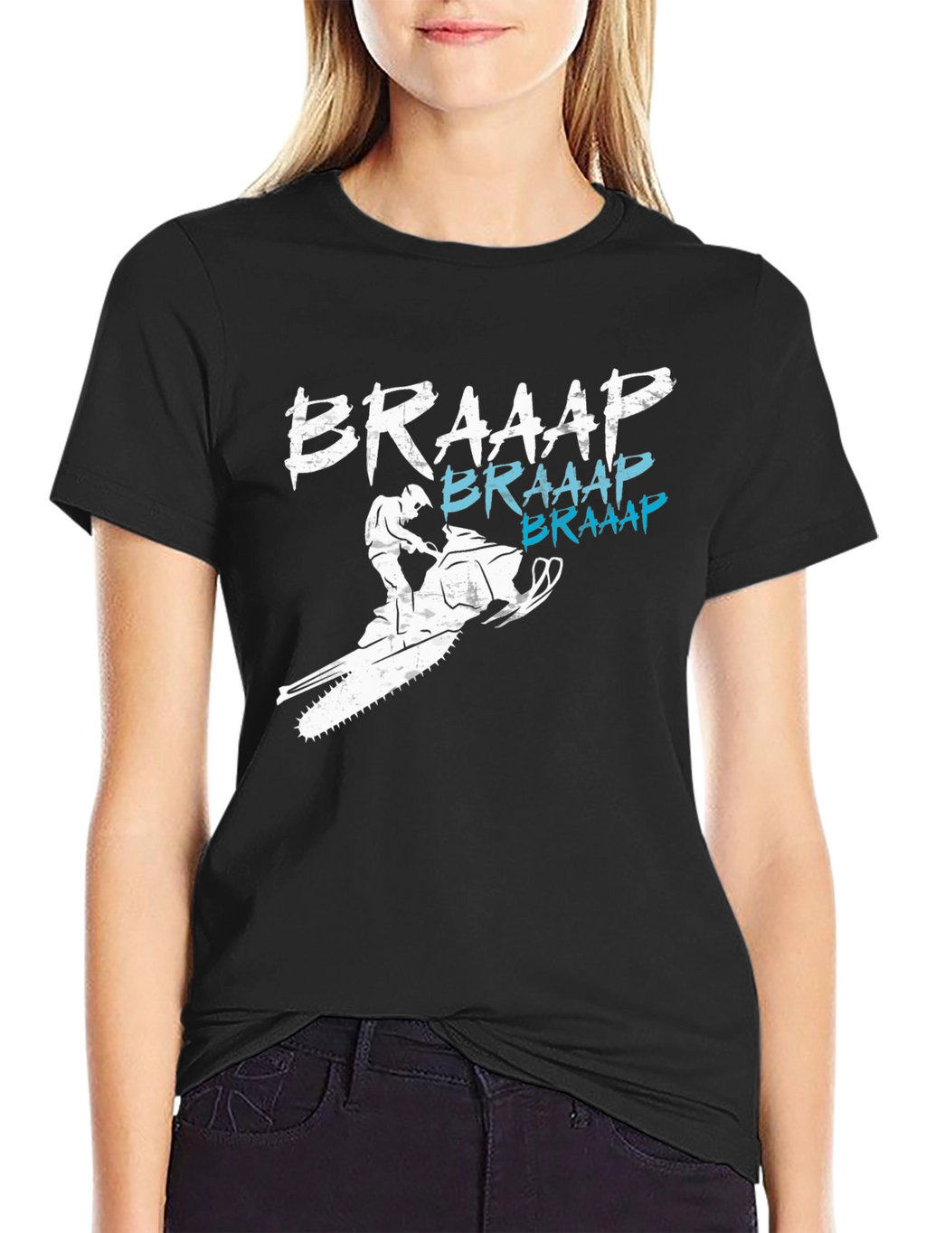Braaap Snowmobile T-Shirt - Black Graphic Tee
