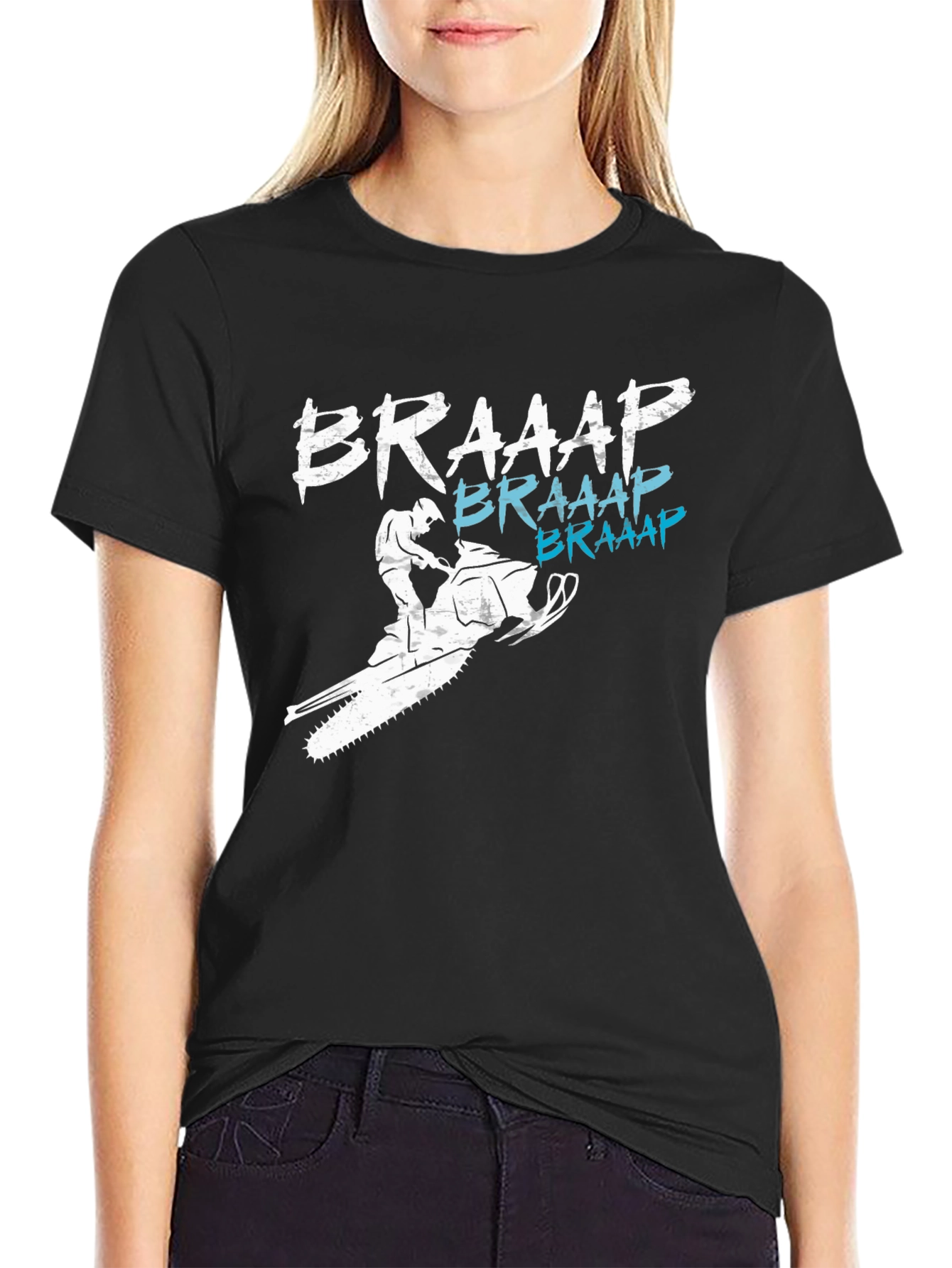 Braaap Snowmobile T-Shirt - Black Graphic Tee