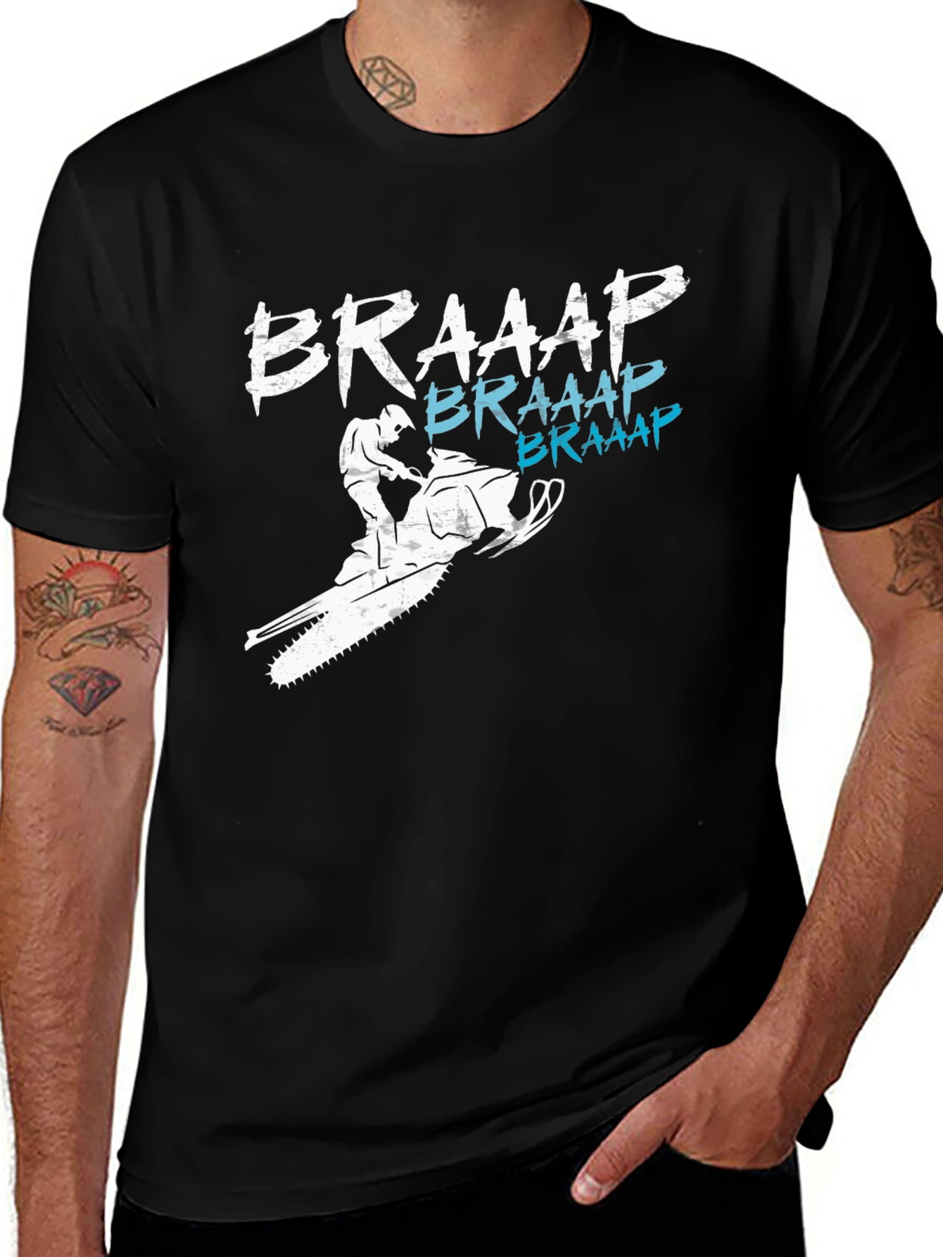 Braaap Snowmobile T-Shirt - Black Graphic Tee