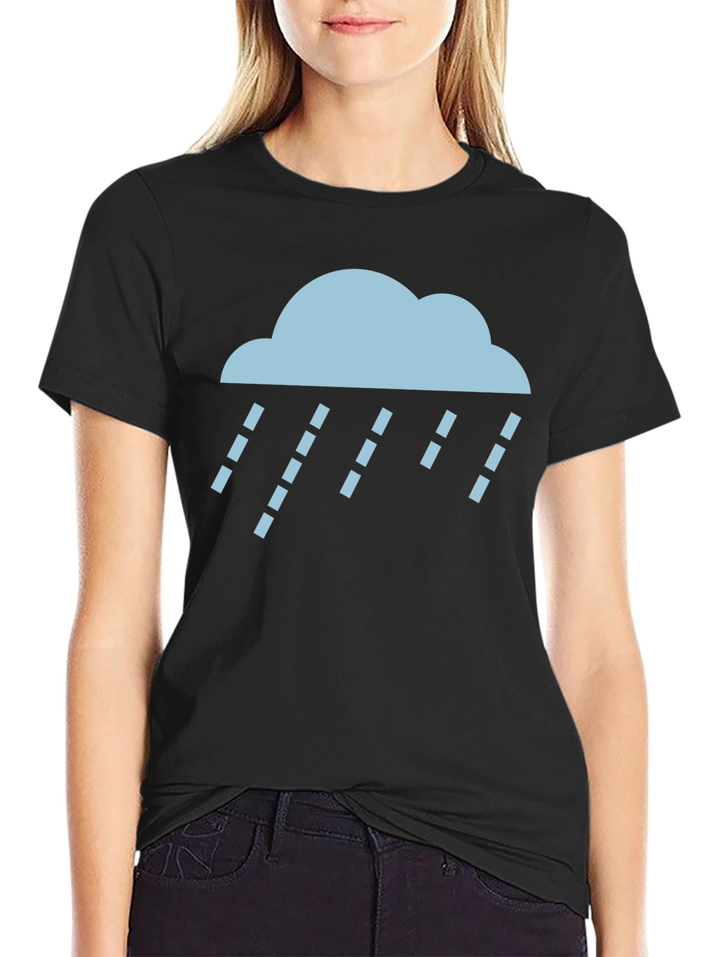 Rain Cloud Graphic Tee - Soft Black Cotton T-Shirt