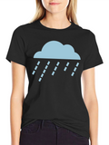 Rain Cloud Graphic Tee - Soft Black Cotton T-Shirt