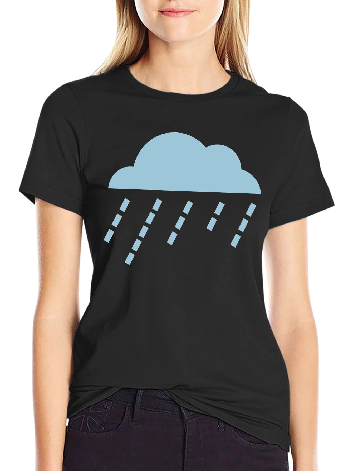 Rain Cloud Graphic Tee - Soft Black Cotton T-Shirt