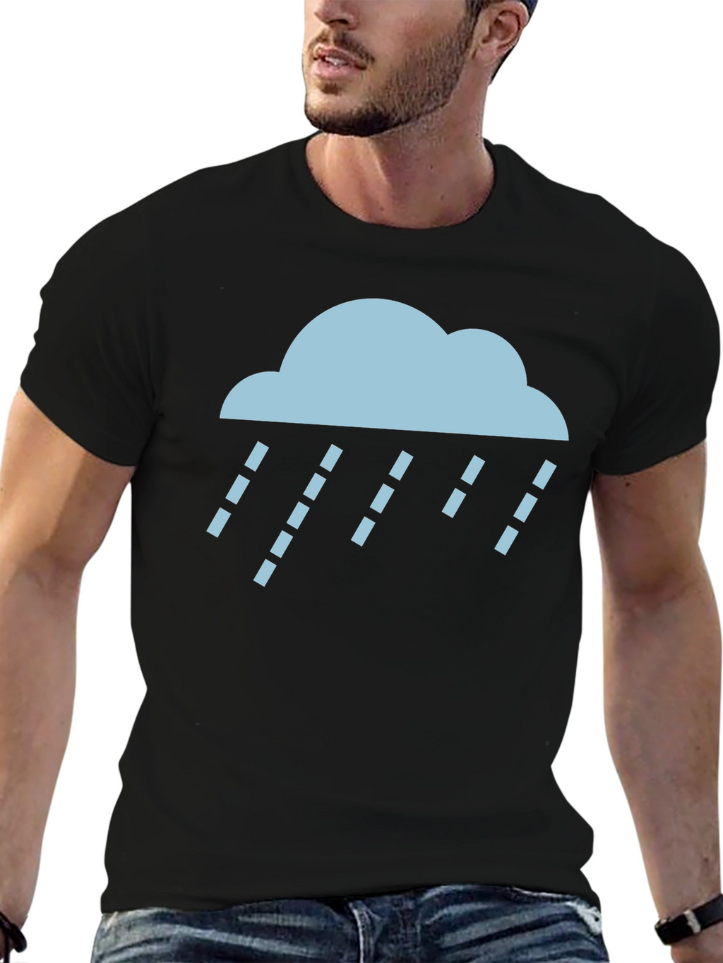 Rain Cloud Graphic Tee - Soft Black Cotton T-Shirt