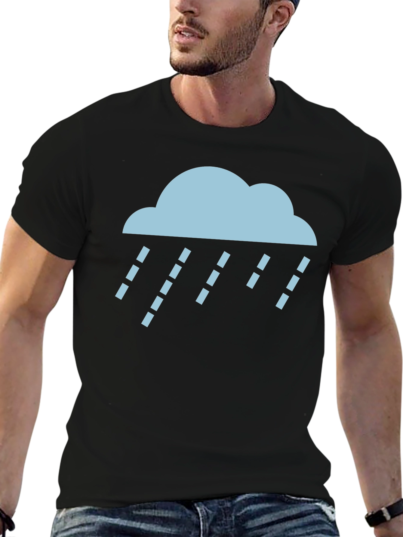Rain Cloud Graphic Tee - Soft Black Cotton T-Shirt
