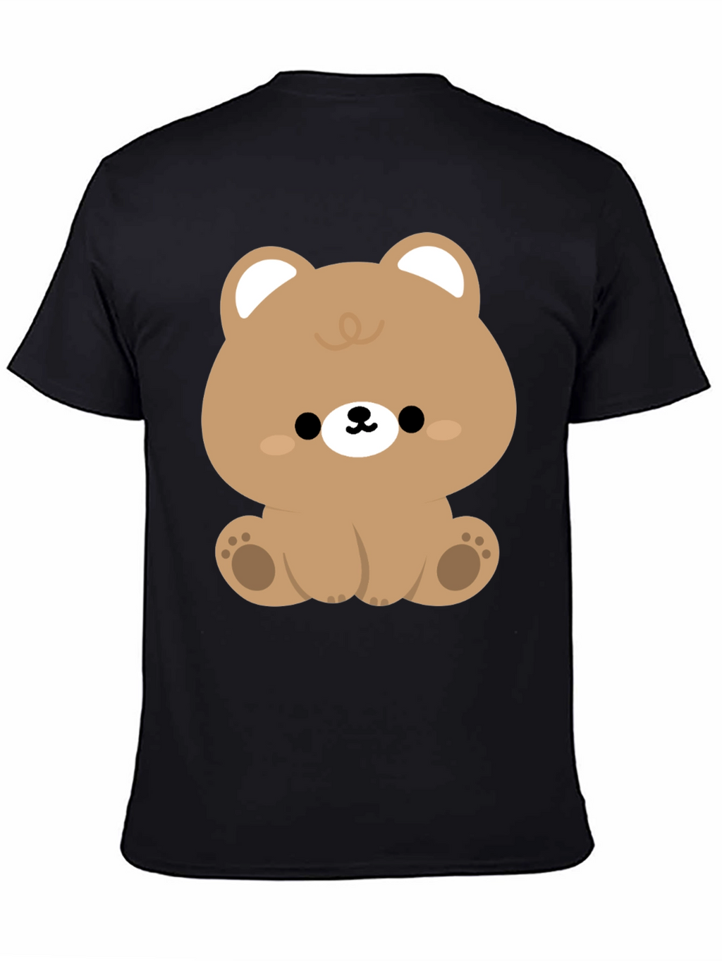 Cute Kawaii Bear Graphic Tee - Black