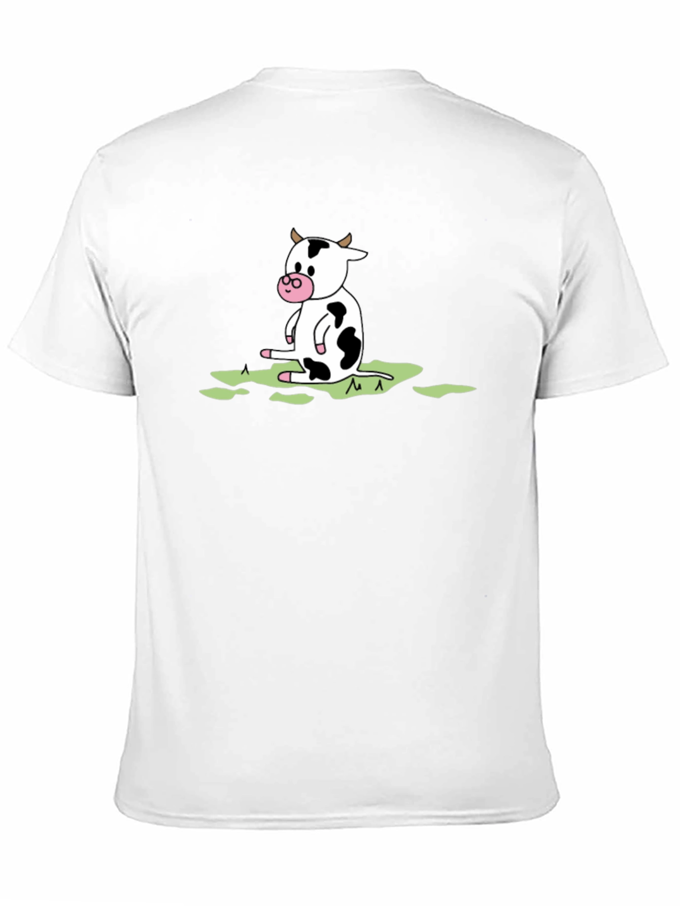 Cow Cartoon Graphic Tee - Black Cotton T-Shirt