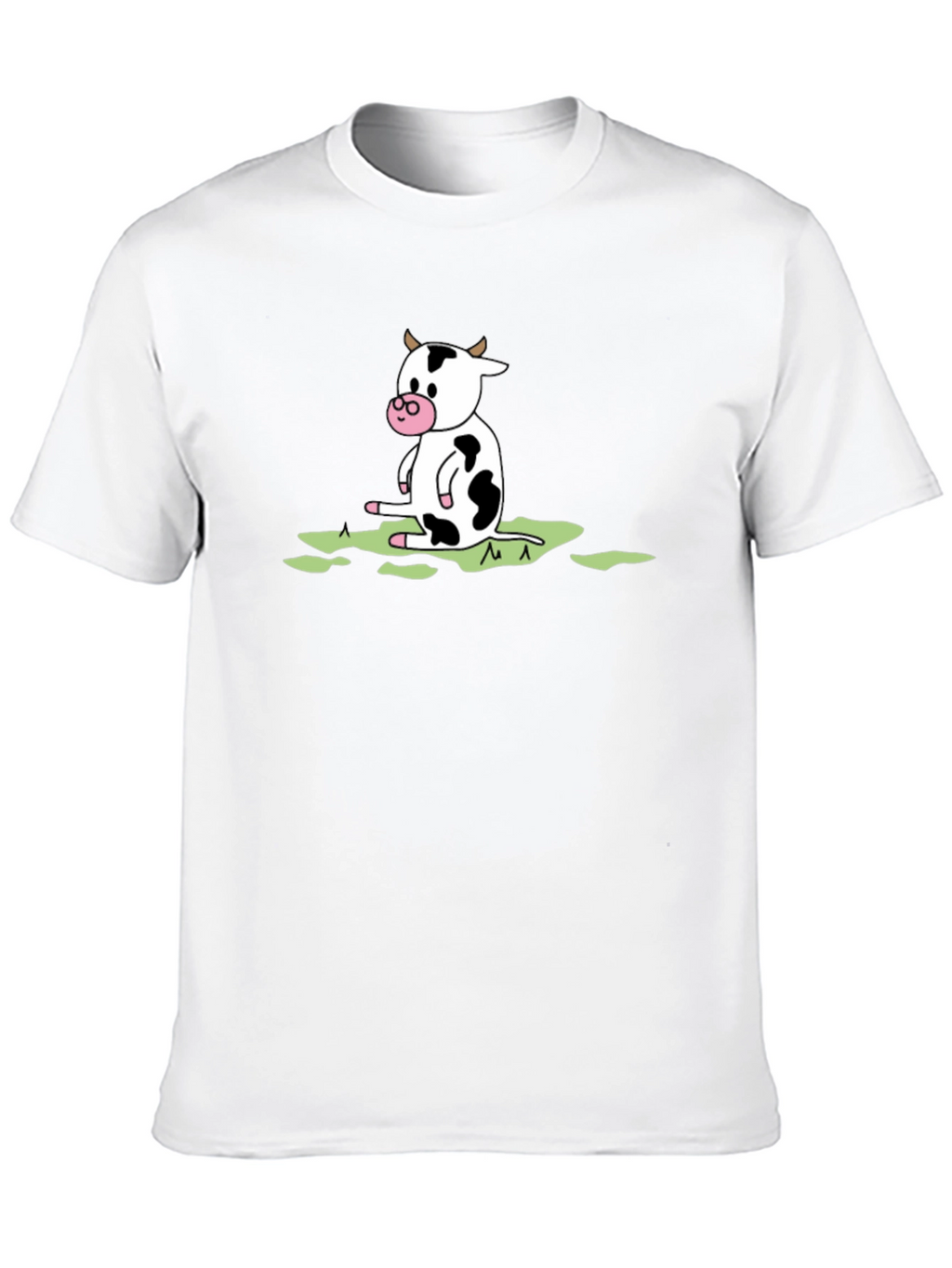 Cow Cartoon Graphic Tee - Black Cotton T-Shirt