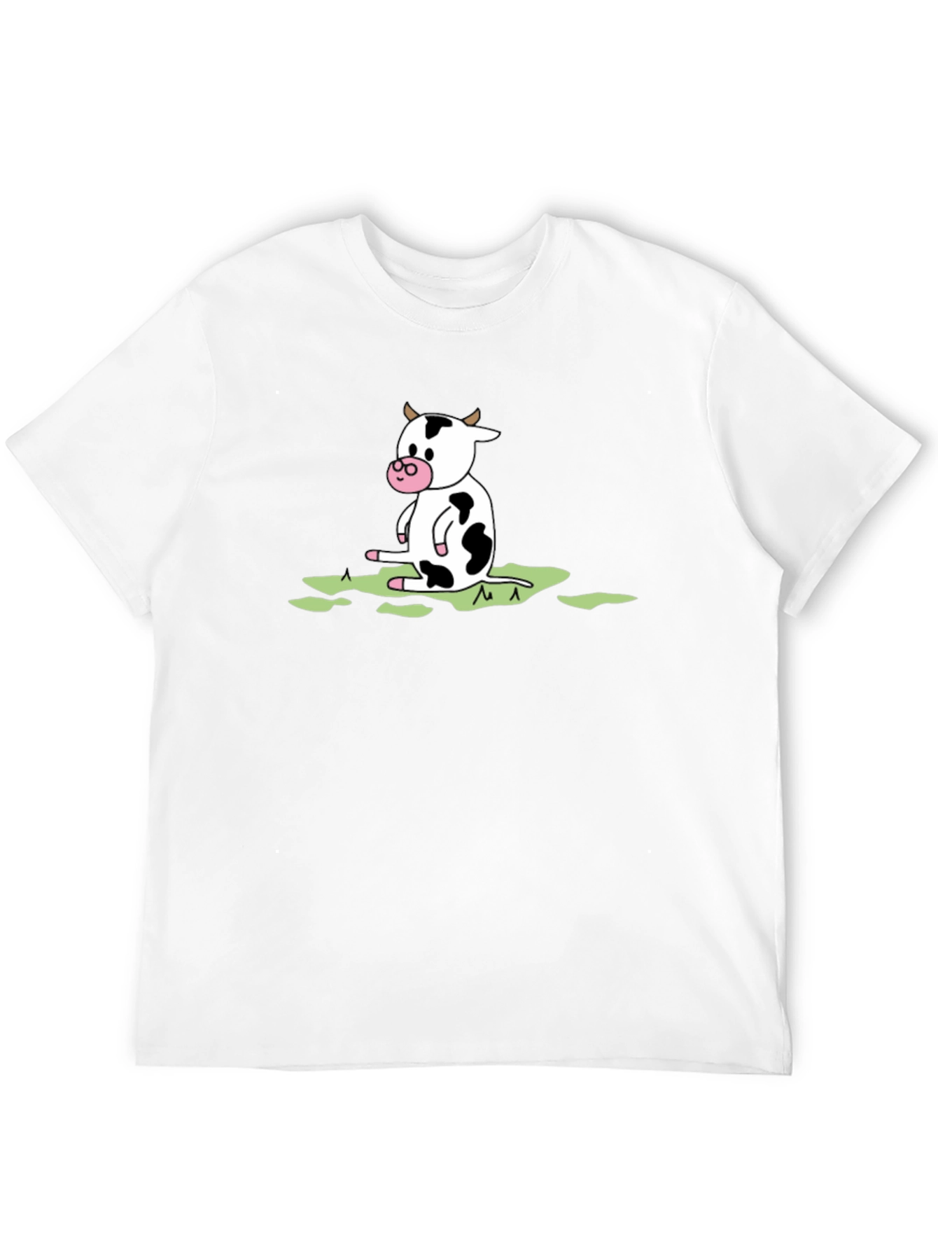 Cow Cartoon Graphic Tee - Black Cotton T-Shirt