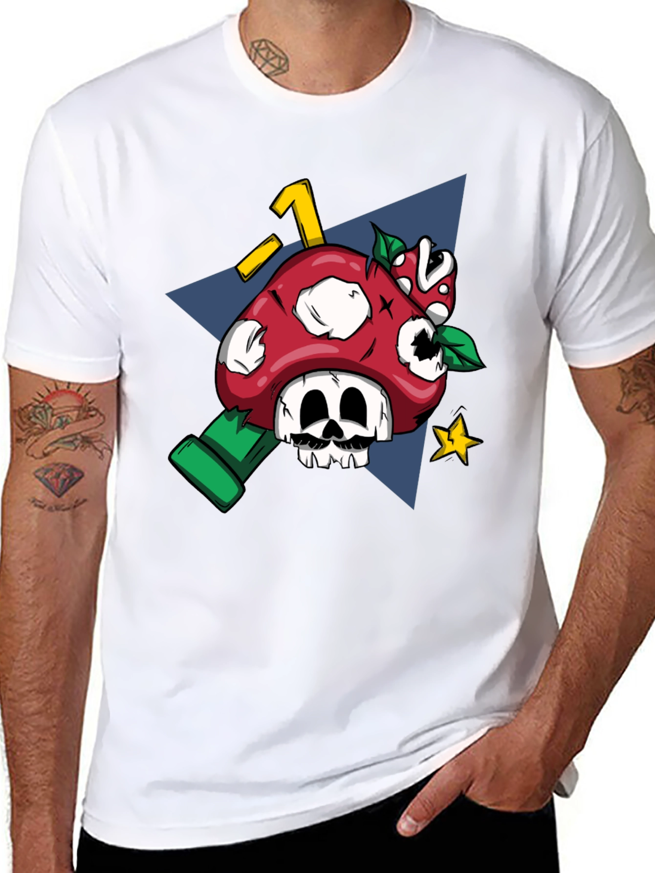 Mario Mushroom Skull Graphic Tee