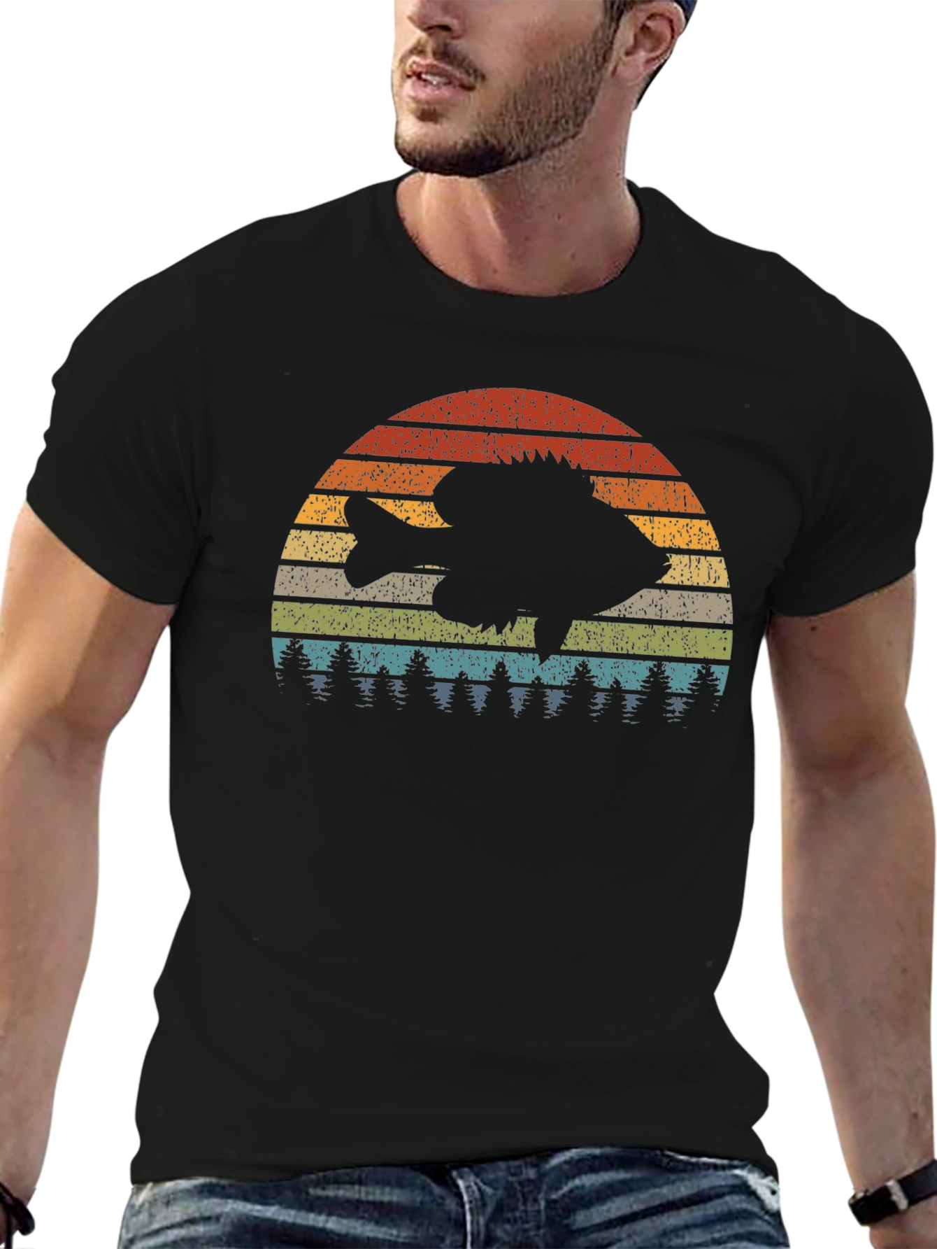 Retro Fish Sunset Graphic Tee