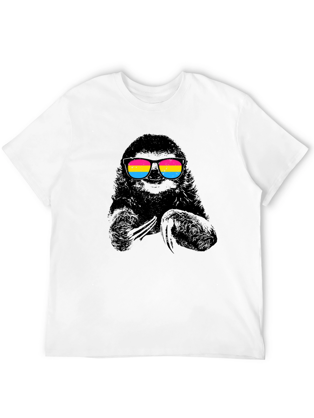 Cool Sloth in Pan Pride Sunglasses Black T-Shirt