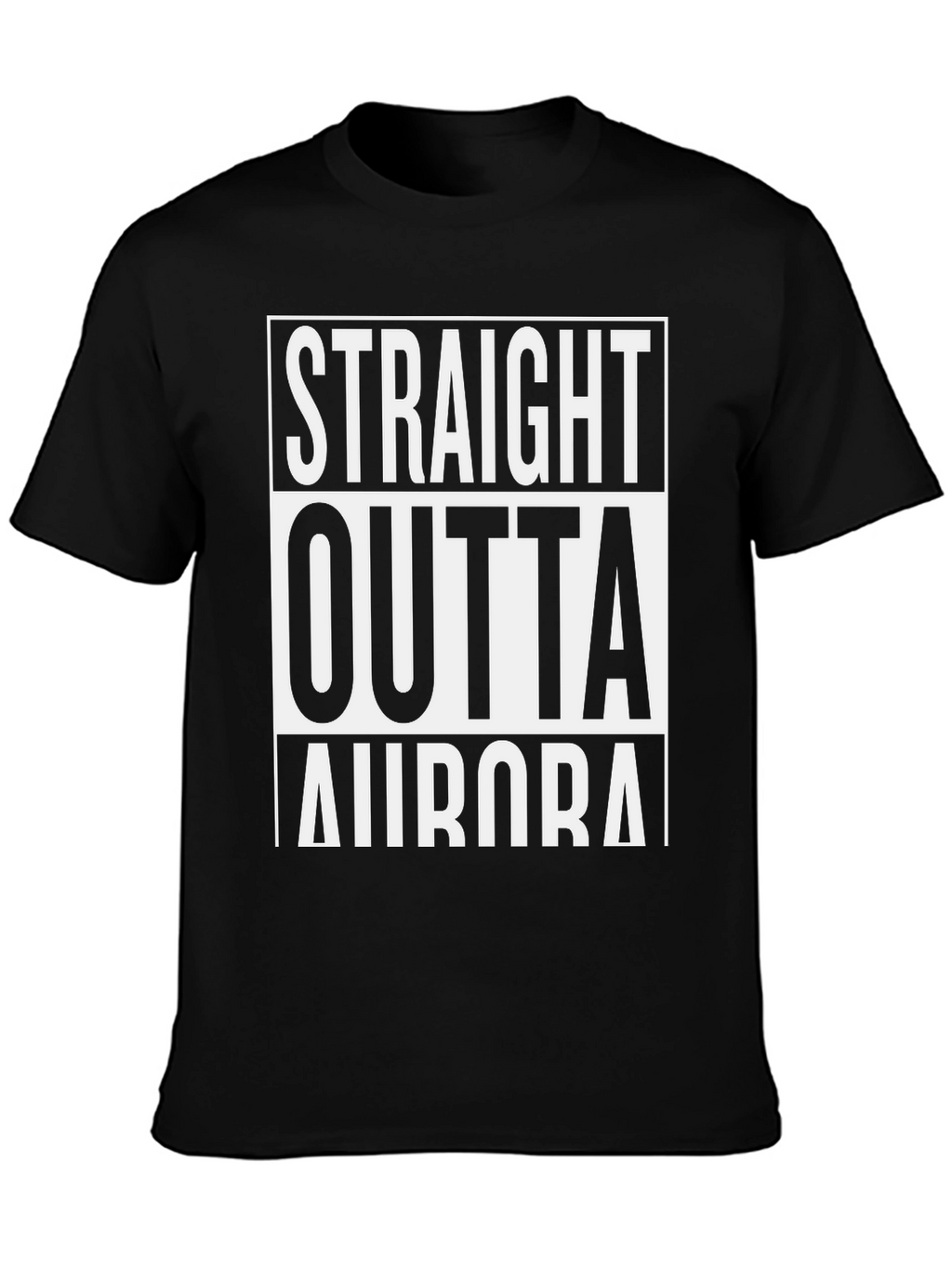 Straight Outta Aurora Graphic Tee - Black Cotton