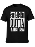 Straight Outta Aurora Graphic Tee - Black Cotton