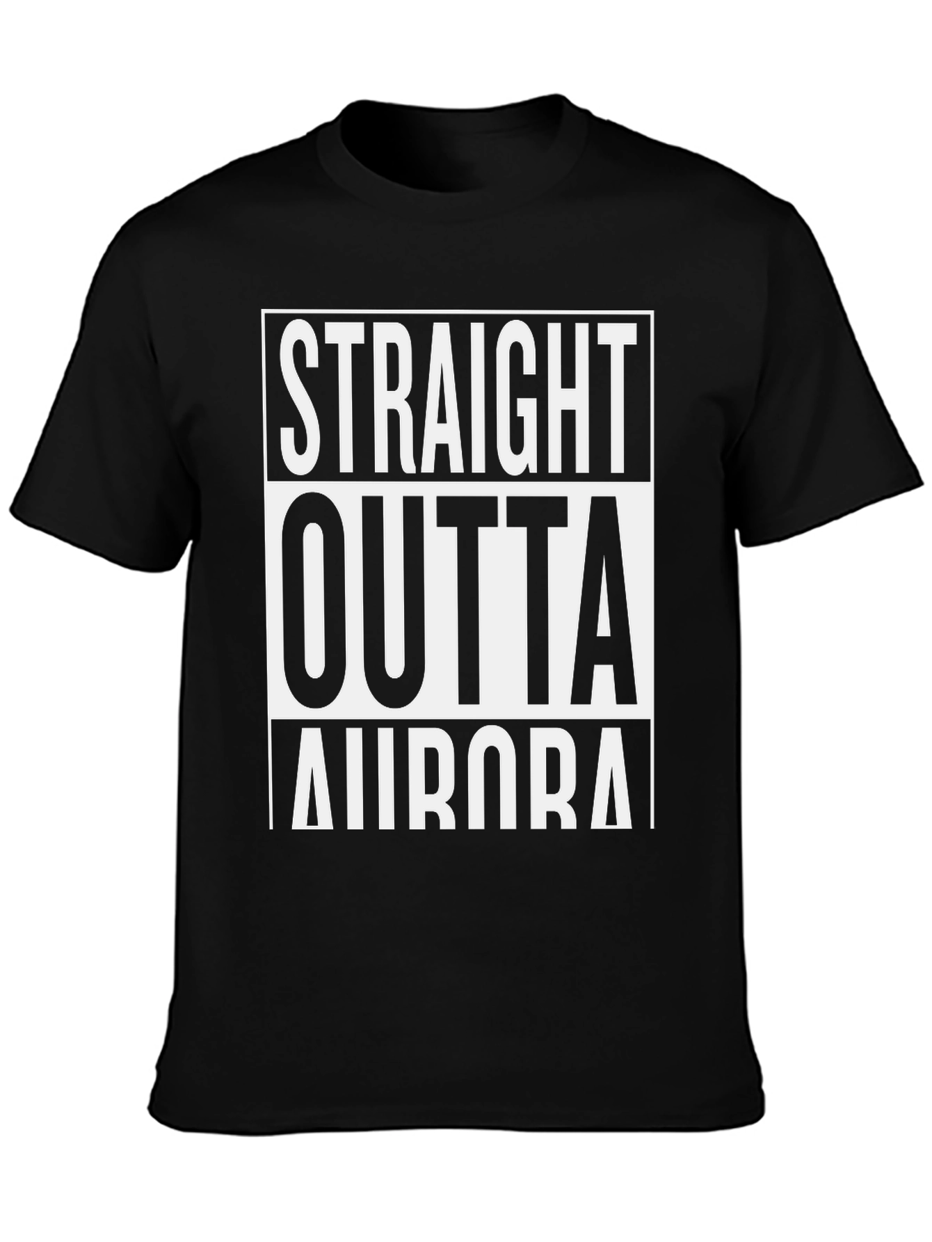 Straight Outta Aurora Graphic Tee - Black Cotton