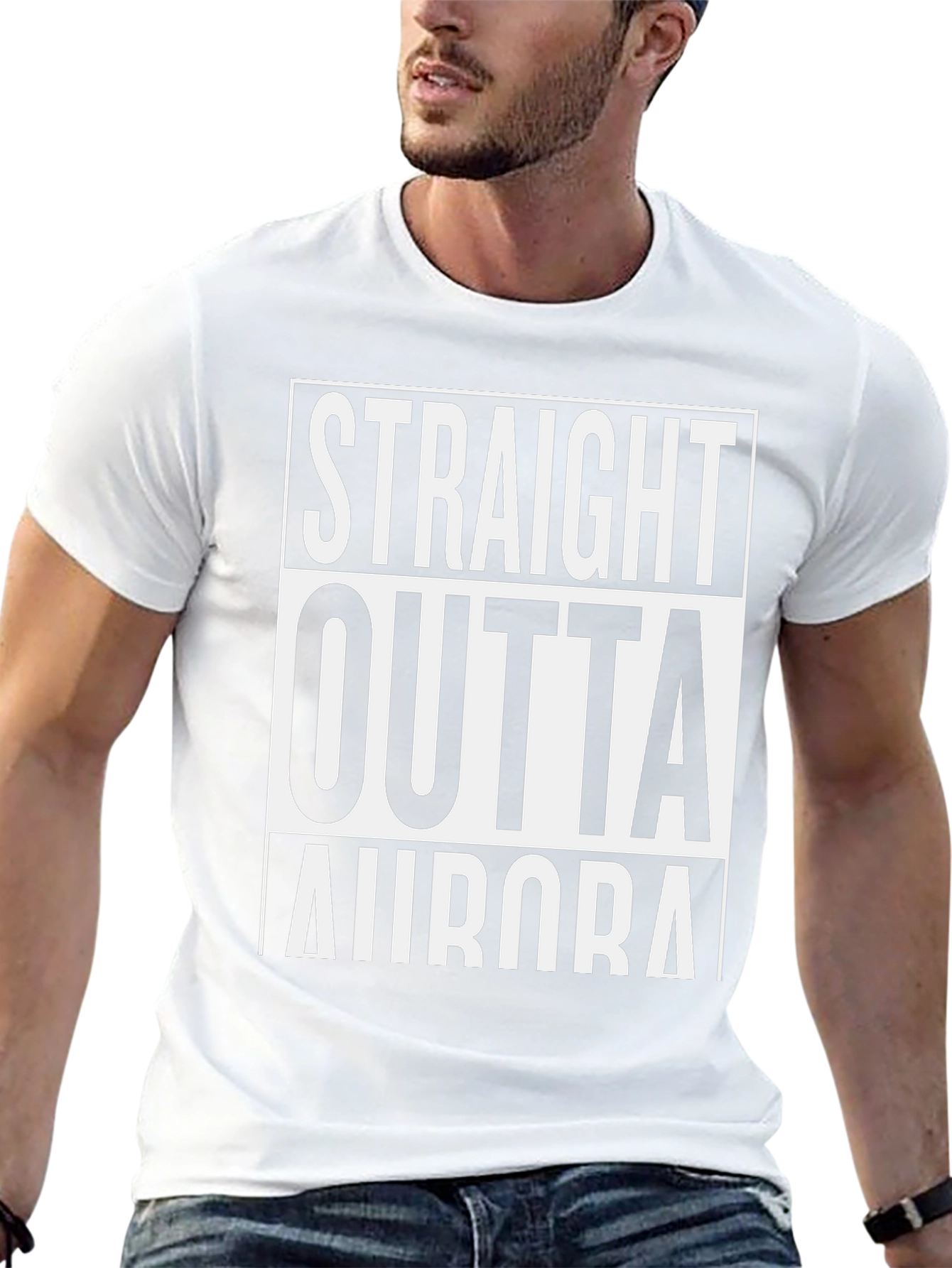 Straight Outta Aurora Graphic Tee - Black Cotton