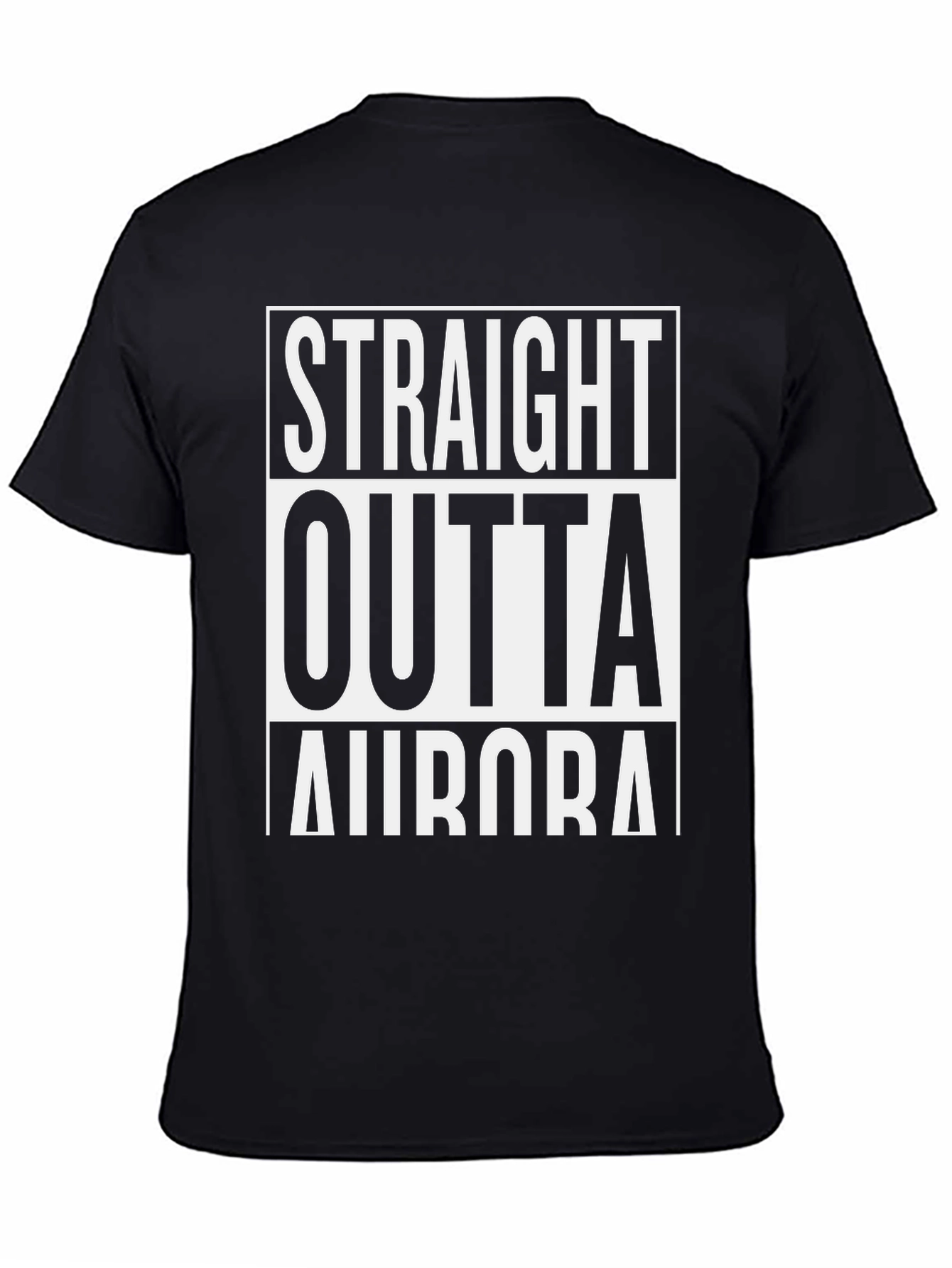 Straight Outta Aurora Graphic Tee - Black Cotton