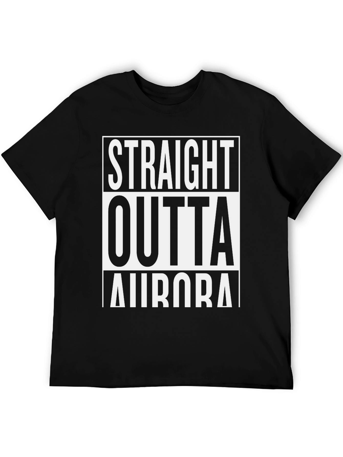 Straight Outta Aurora Graphic Tee - Black Cotton