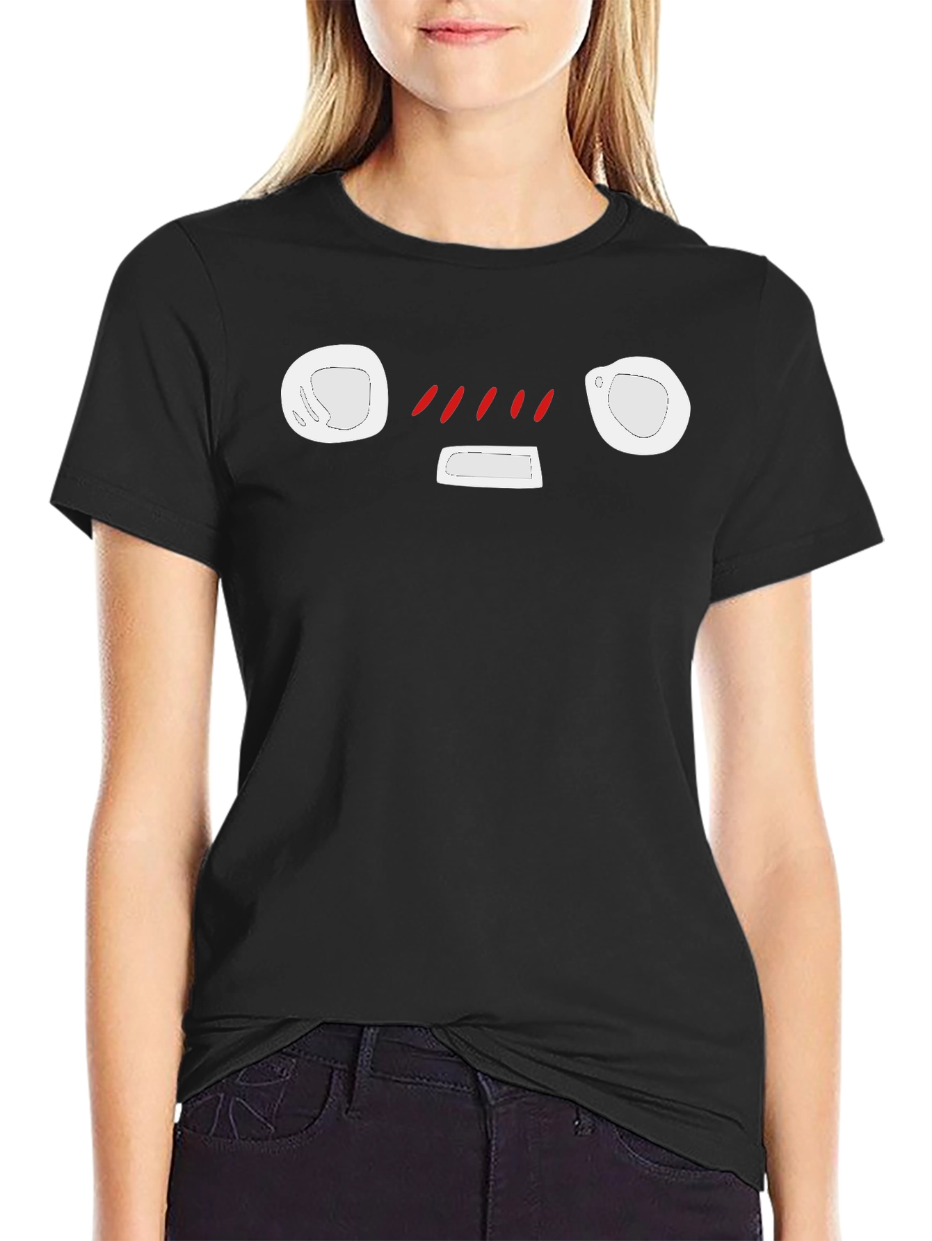 Funny Anime Face T-Shirt - Black Cotton Tee
