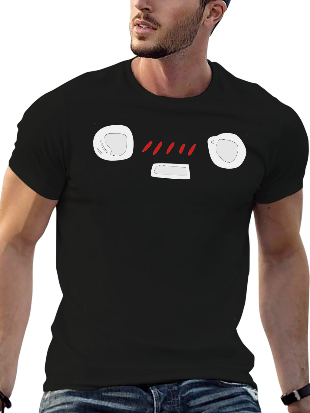 Funny Anime Face T-Shirt - Black Cotton Tee