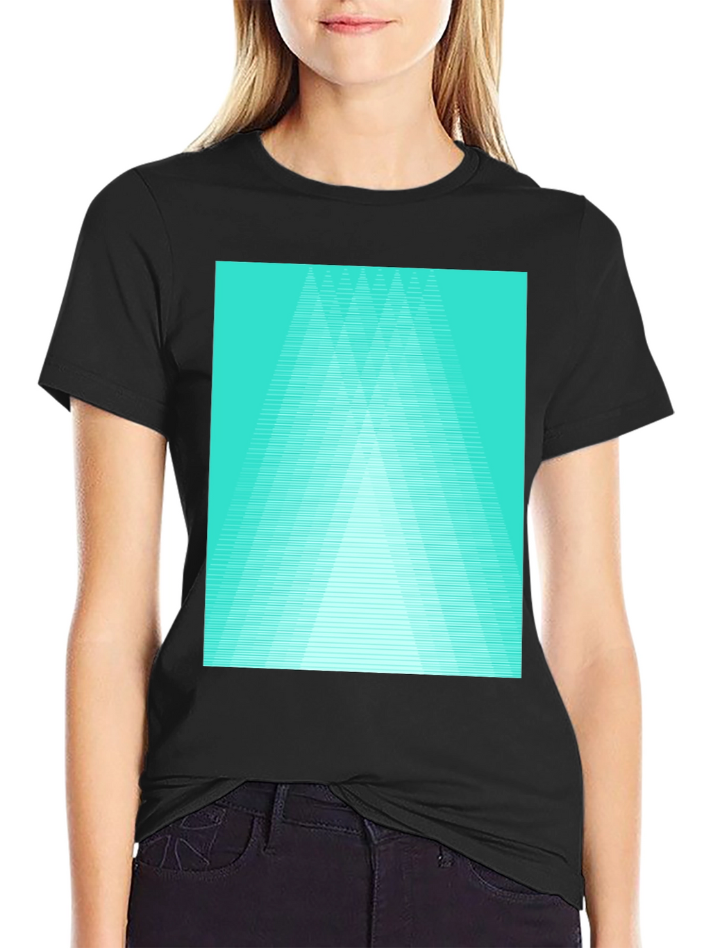 Retro Geometric Tee - Aqua Triangle Design