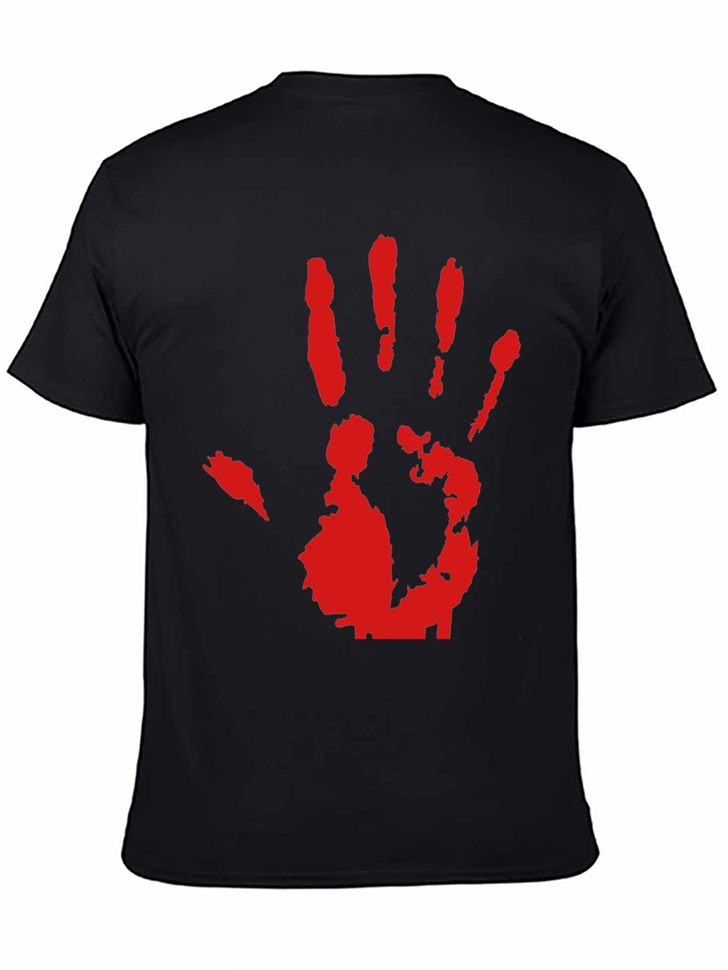 Red Hand Print Graphic Black T-Shirt