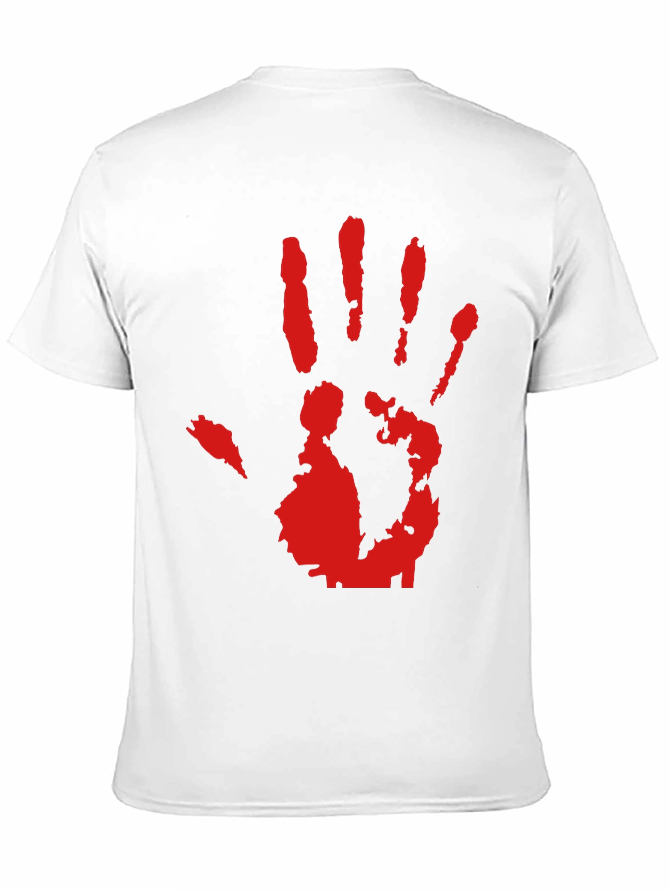 Red Hand Print Graphic Black T-Shirt