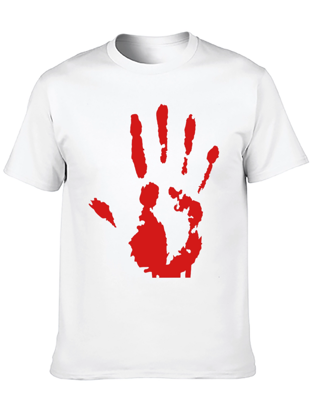 Red Hand Print Graphic Black T-Shirt