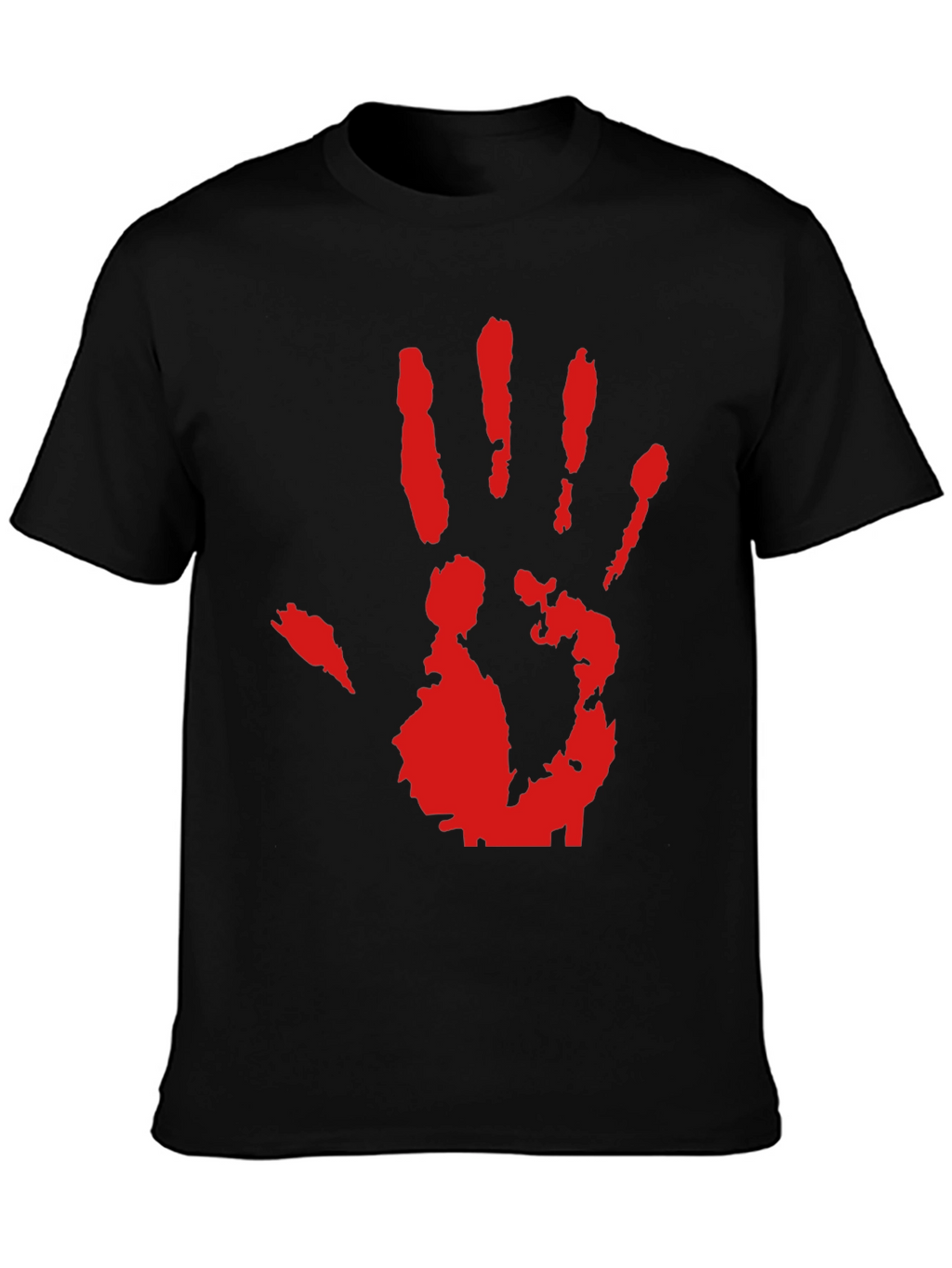 Red Hand Print Graphic Black T-Shirt