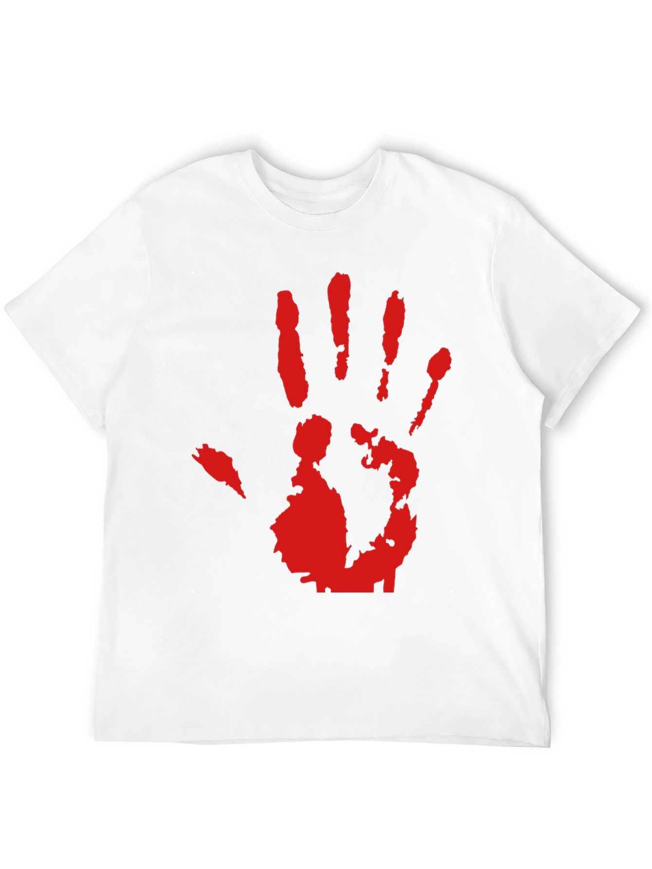 Red Hand Print Graphic Black T-Shirt