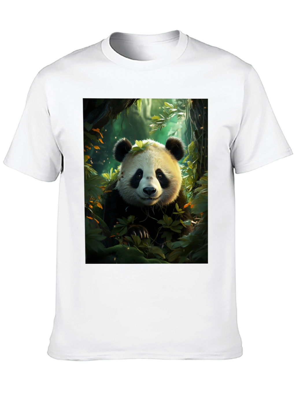 Panda in Forest Black T-Shirt