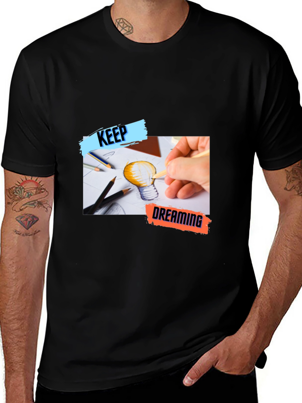 Keep Dreaming Black Graphic T-Shirt