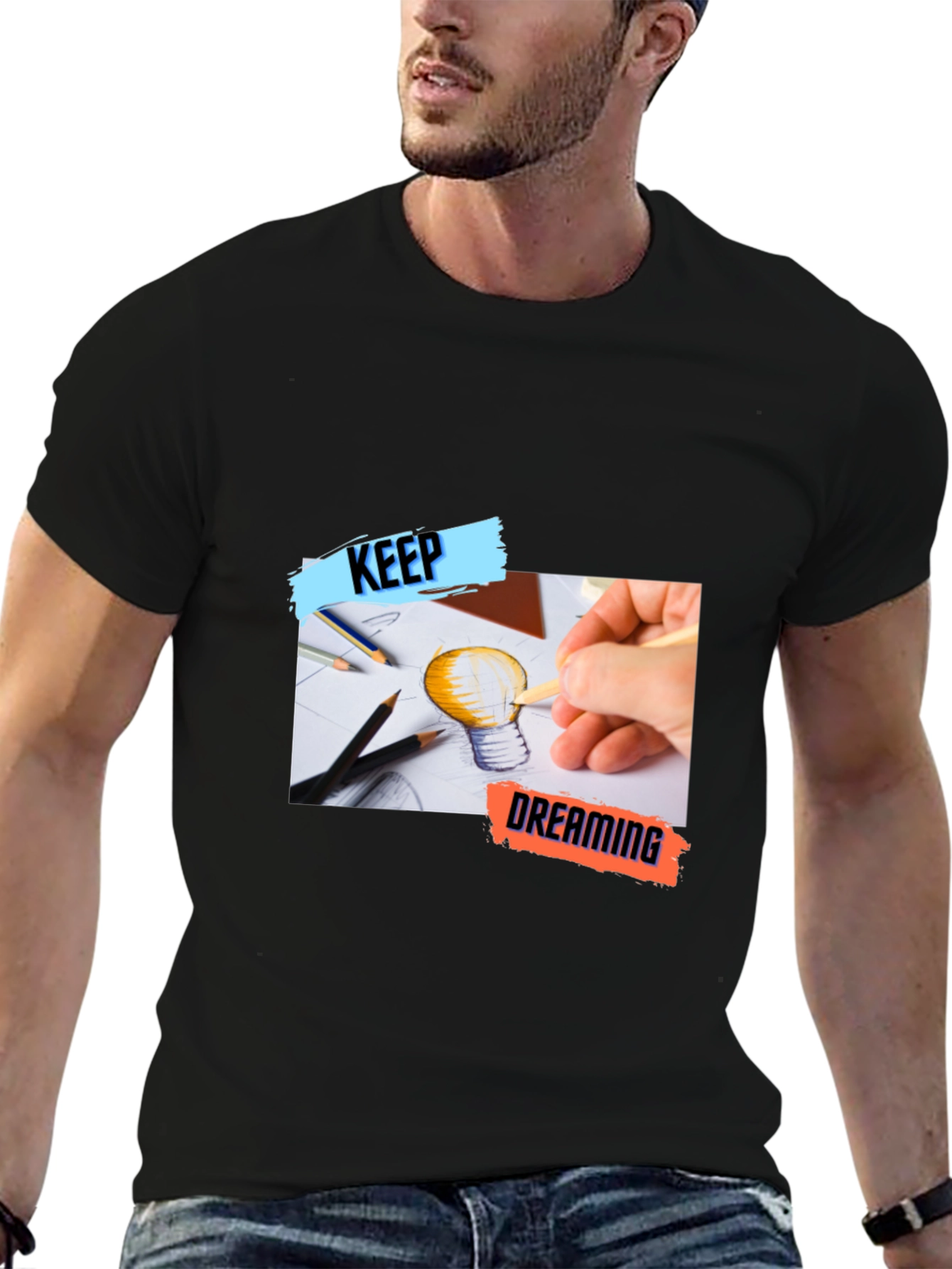 Keep Dreaming Black Graphic T-Shirt
